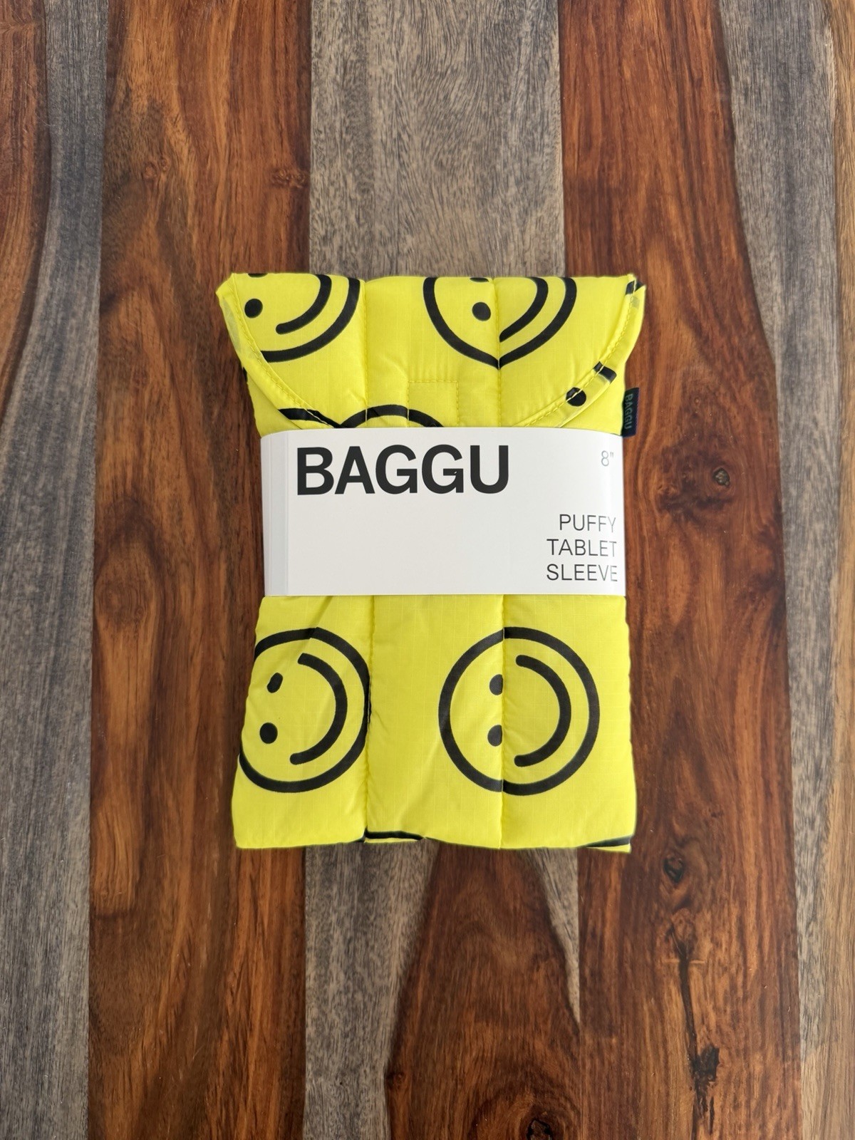 baggu 8” puffy tablet sleeve – yellow happy NWT