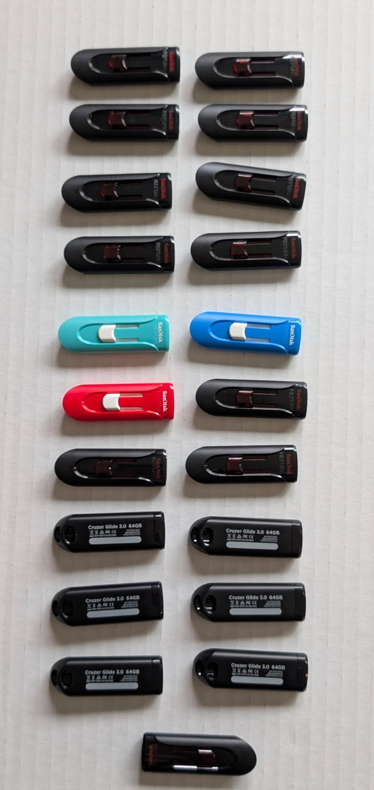 Lot of 21 SanDisk 64GB Cruzer Glide USB Flash Drive 3.0 SDCZ600-064G