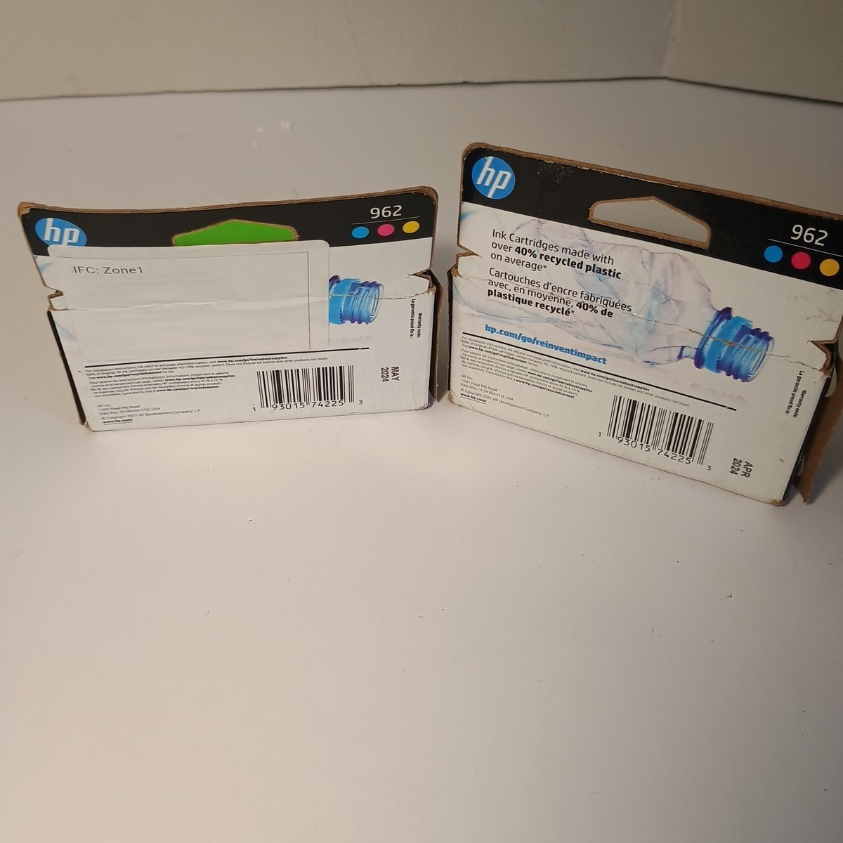 HP 962 Tri-Color Ink Lot Of 2 Boxes Cartridge Expiration May 2024 And April 2024