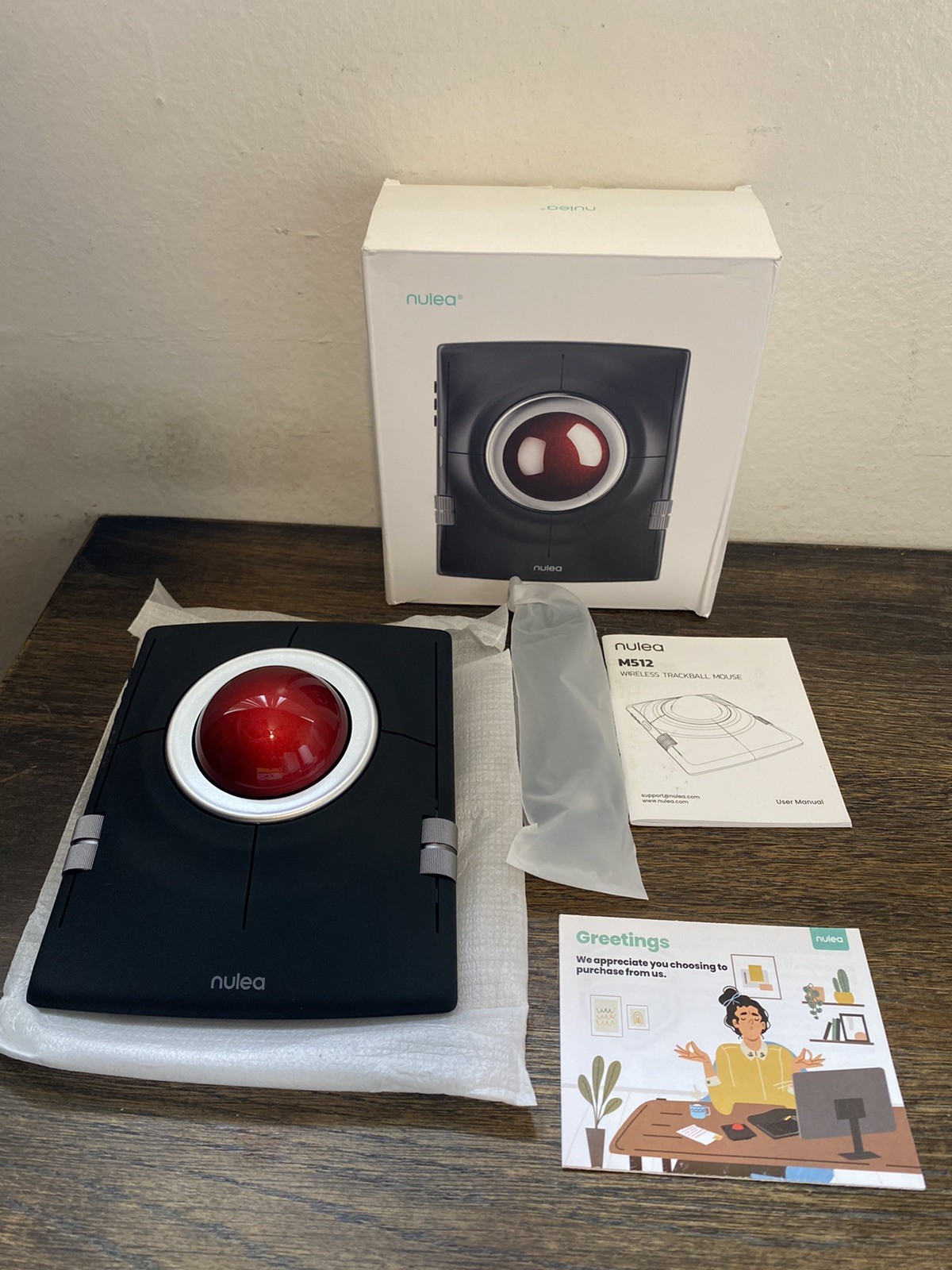 Nulea Wireless Bluetooth Or USB Receiver Rechargeable Trackball Mouse Model M512