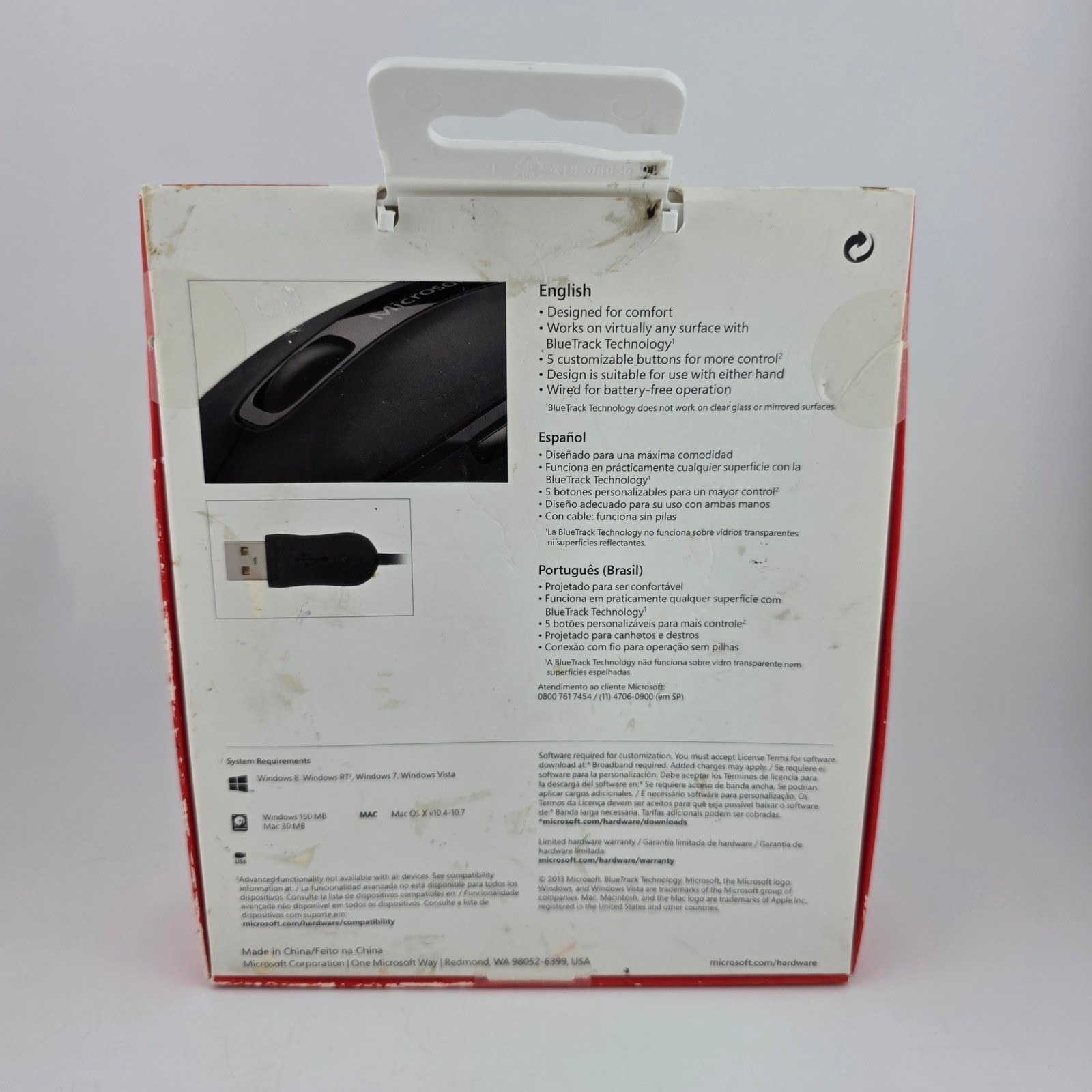 Microsoft Comfort 4500 BlueTrack Wired Mouse 4-Button NEW Computing Office