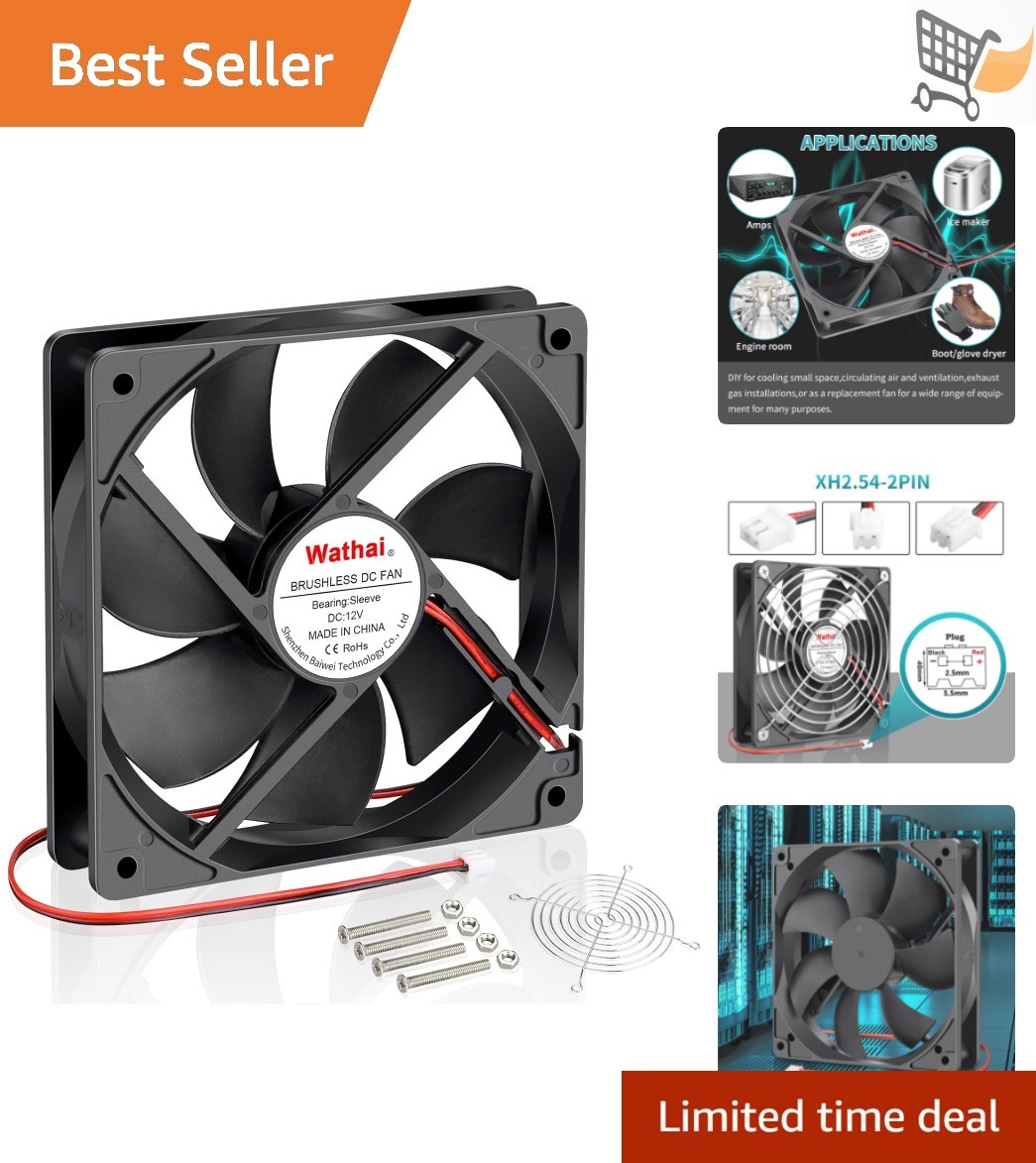 120mm Cooling Fan 12V 0.45A Brushless 3000RPM Silent 35dB PC CPU Case