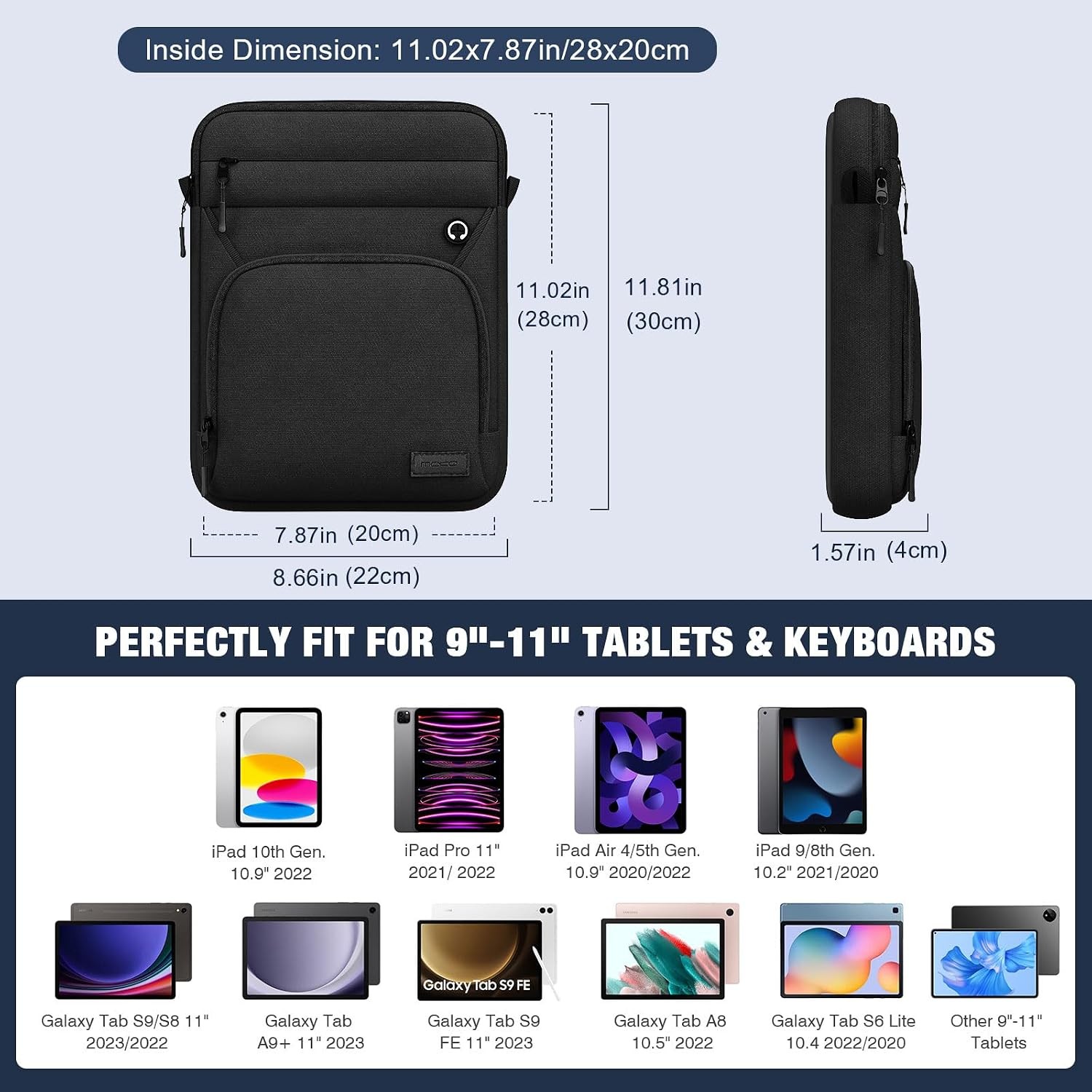 Tablet Sleeve Bag with Earphone Hole, 360° Protection Case for iPad Air 11-inch