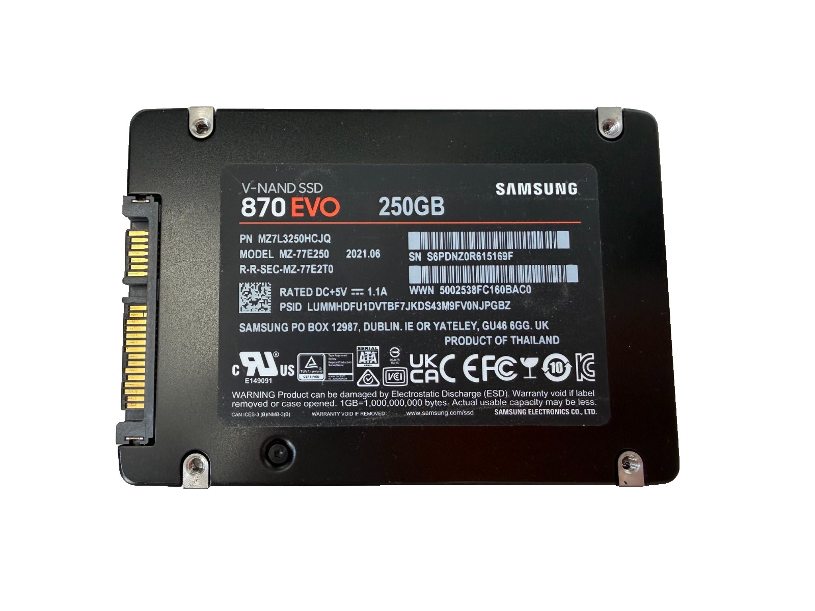 Samsung MZ7L3250HCJQ 870 EVO 250GB SSD 2.5″ MZ-77E250