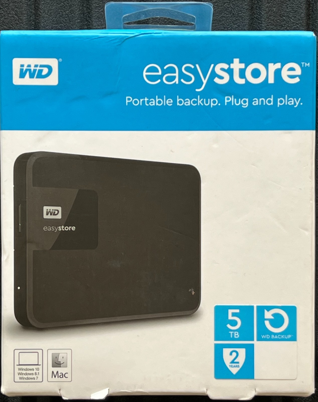 WD – Easystore 5TB External USB 3.0 Portable Hard Drive-Black-WDBKUZ0050BBK-WESN