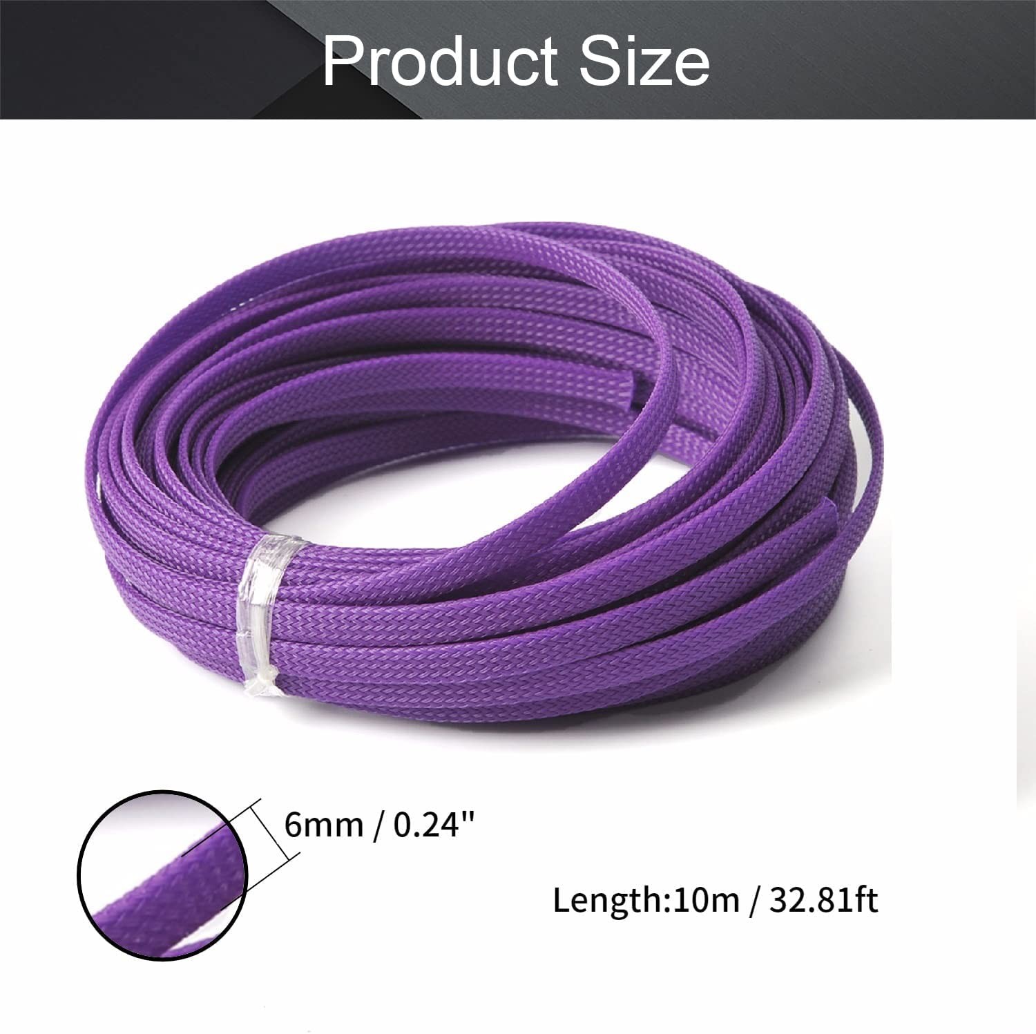 32ft Expandable Braided Sleeving – Protect Cables from Chewing – Purple