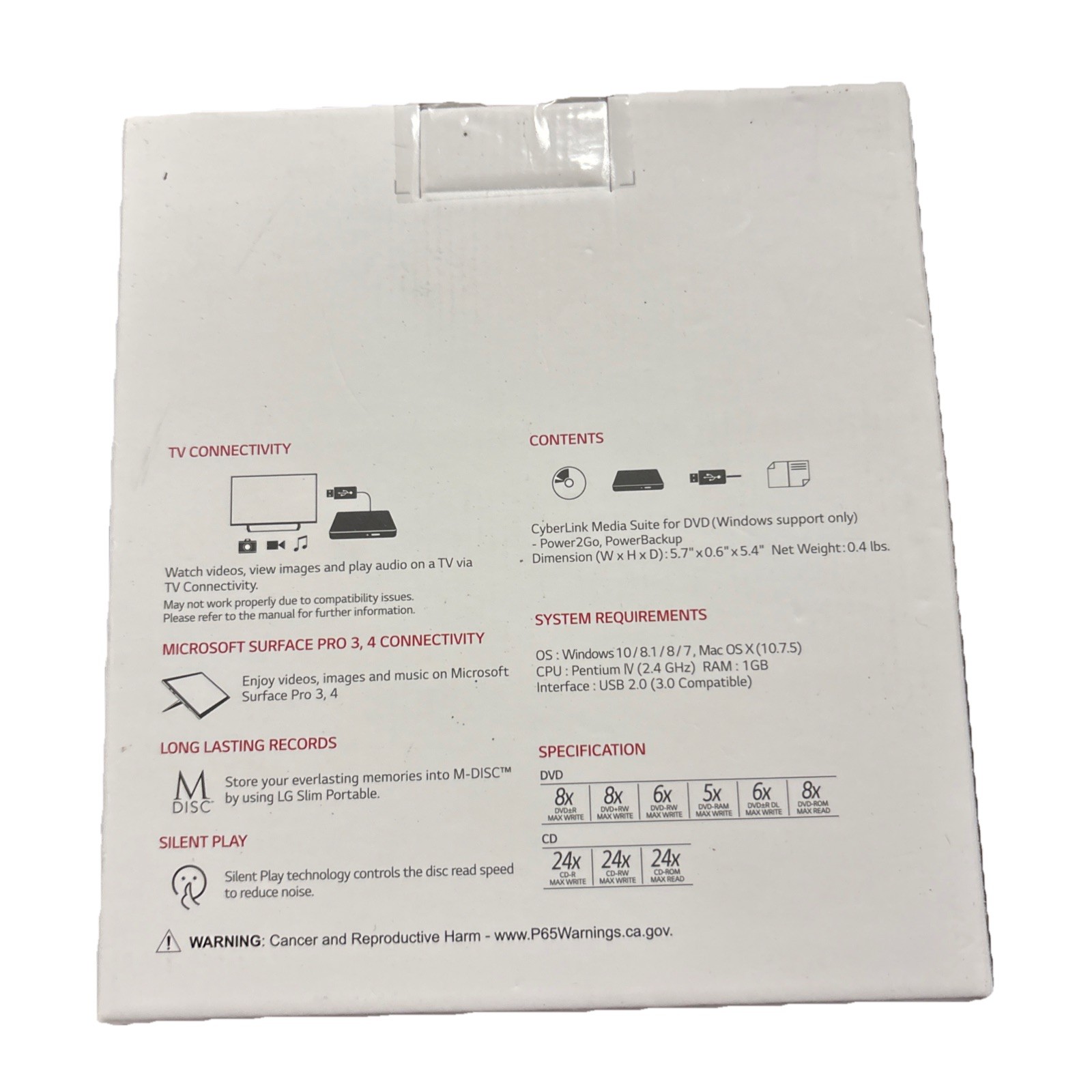 LG Ultra Slim Portable DVD Writer SP80NB80 – USB 2.0 Mac & Windows Compat. S11
