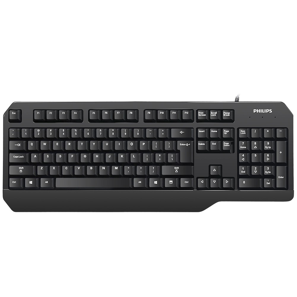 Philips USB Wired Gaming Keyboard, Full-Size 104 Keys, Black, PC Laptop Desktop