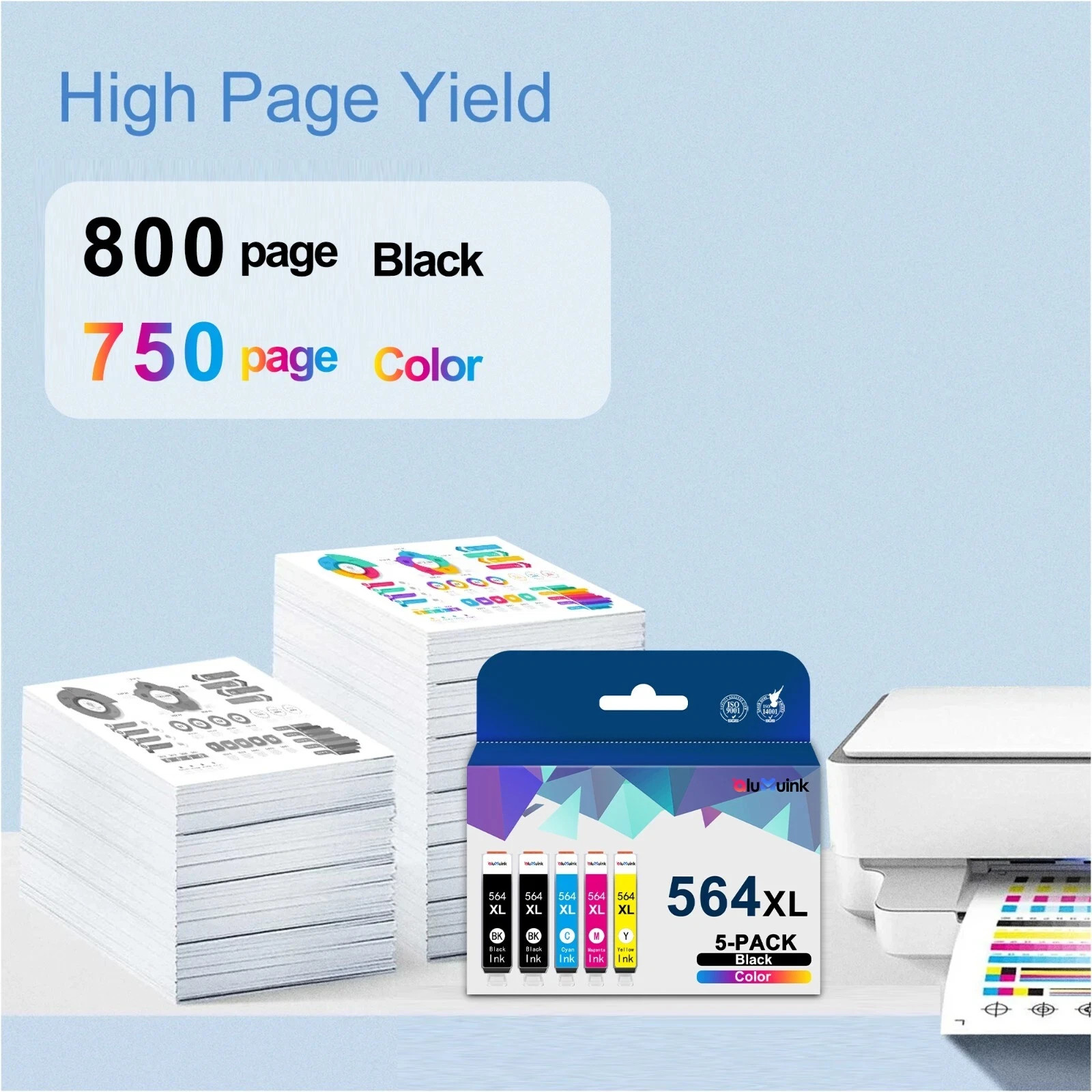 564 XL 564XL Ink Combo 5Pack Replacement For HP 564 With New Chip, open box
