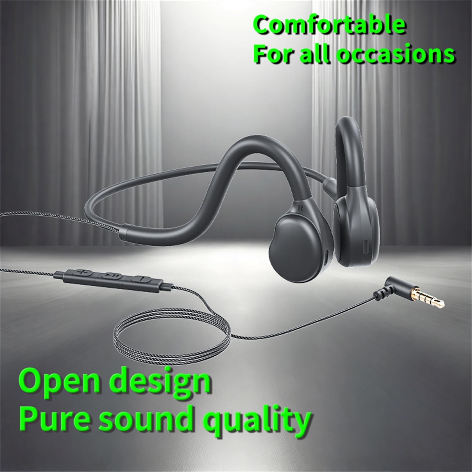 Open Ear Headphones with 3.5MM Jack and Built-in Microphone