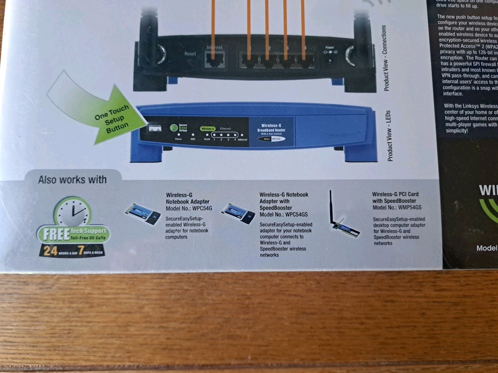 Linksys Wireless G Broadband Router WRT54G w/ Wireless G Notebook Adapter in Box