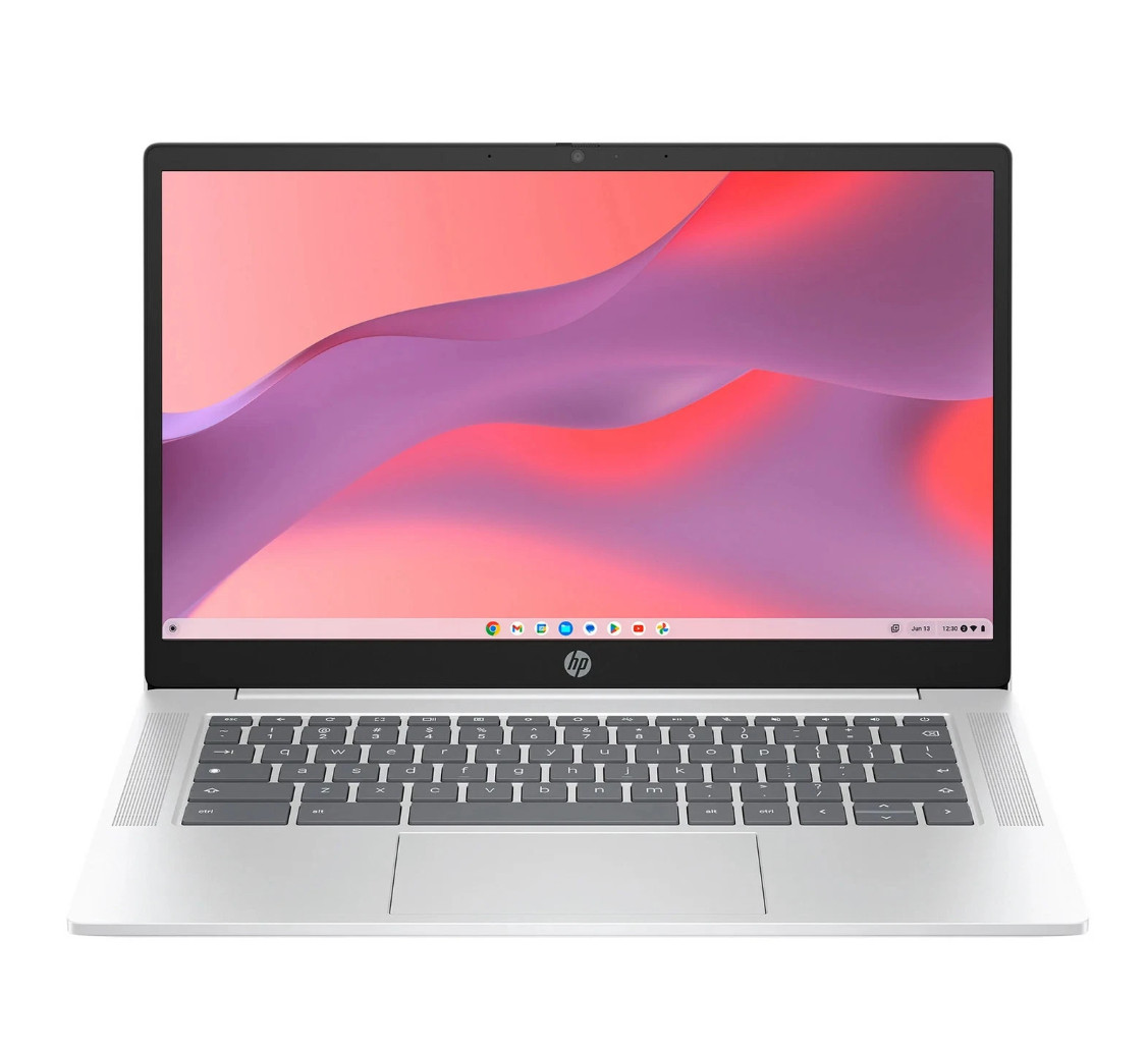 HP 14a-nf0131wm Chromebook 14″HD N200 4GB 128GB UFS ChromeOS, Glacier Silver