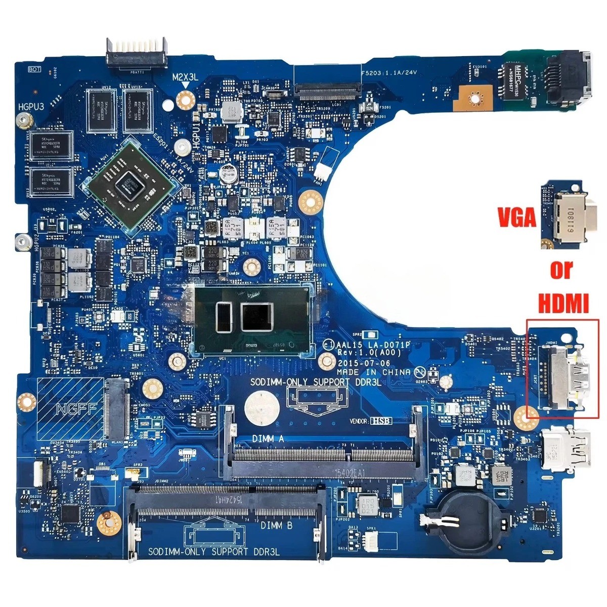 LA-D071P For Dell Inspiron 5459 5559 5759 Motherboard i3 i5 i7-6500U CPU R5 M335