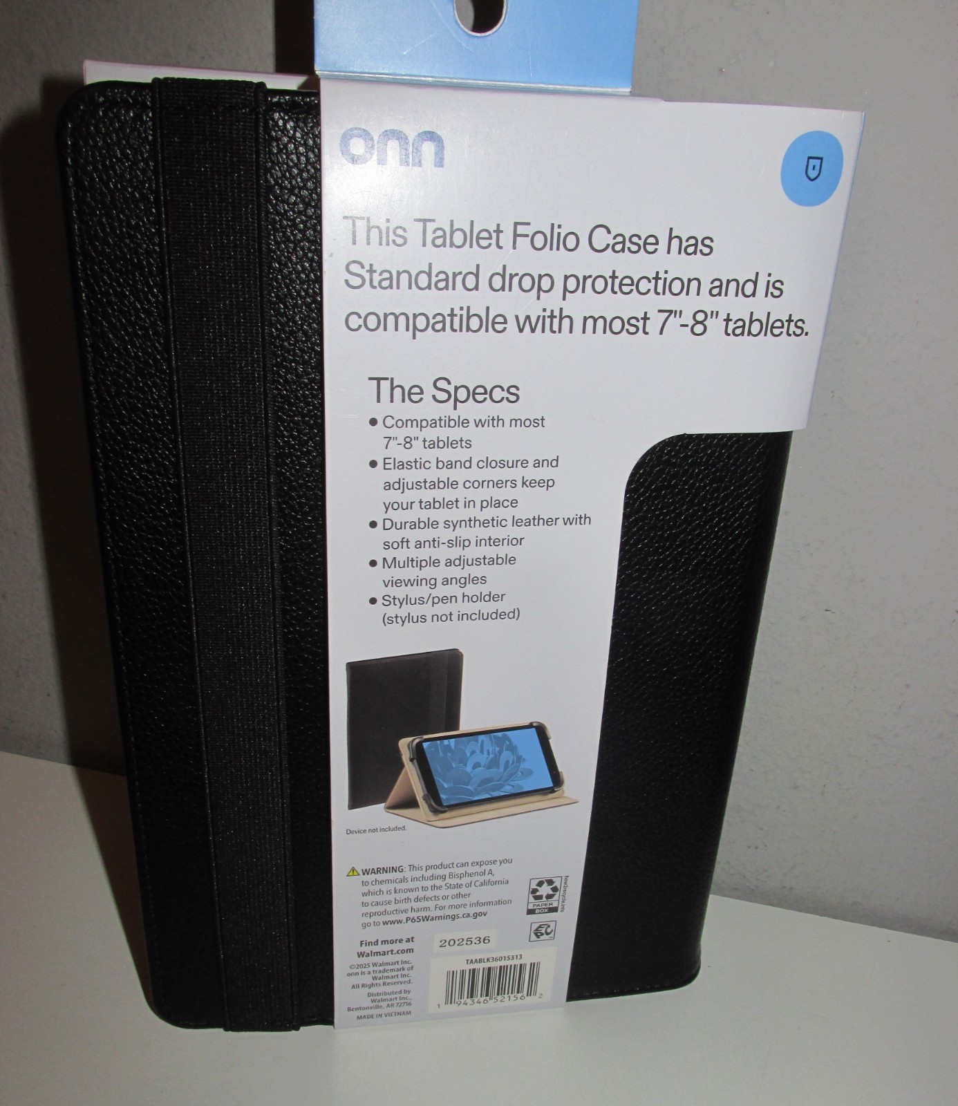 Onn Synthetic Leather Tablet Folio Case (Fits Most 7-8″) – BRAND NEW UNOPENED