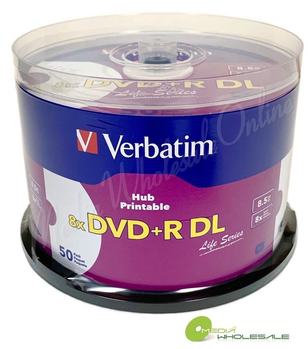 50 VERBATIM 8X DVD+R DL Dual Double Layer 8.5GB White Inkjet Printable Blank