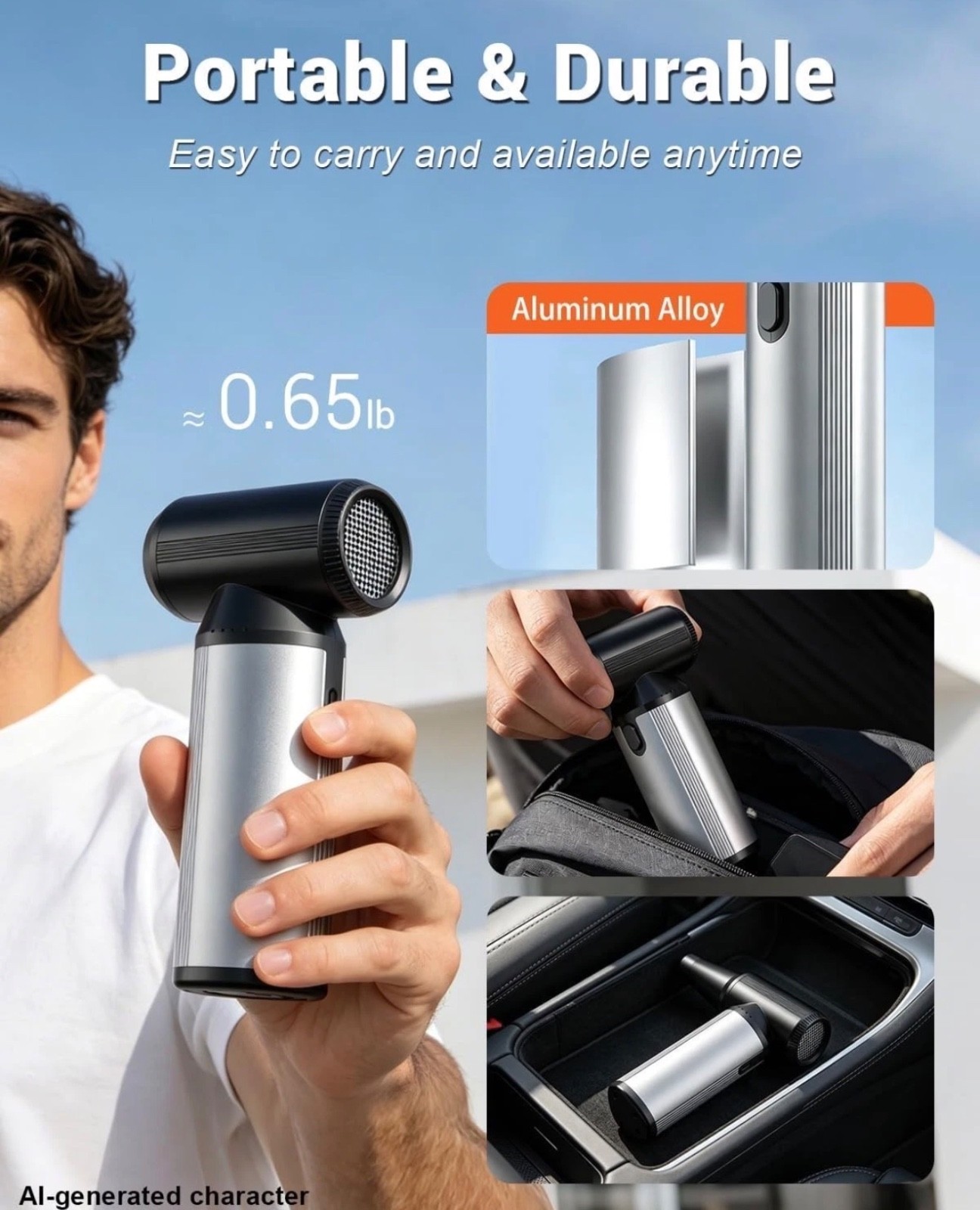 2-in-1 Compressed Air Duster & Vacuum, Brushless Motor, 320000RPM