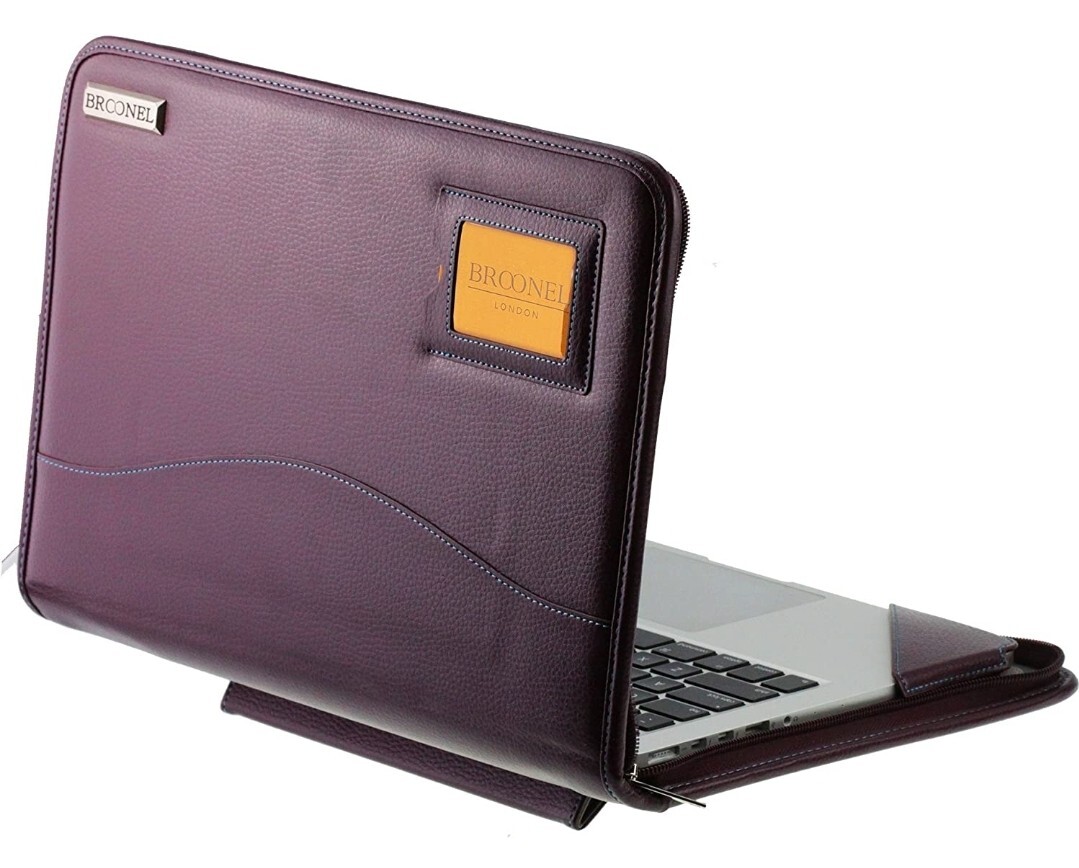 Broonel Contour Series Burgundy Leather Heavy Duty Zipped Case Laptop 15″ NEW