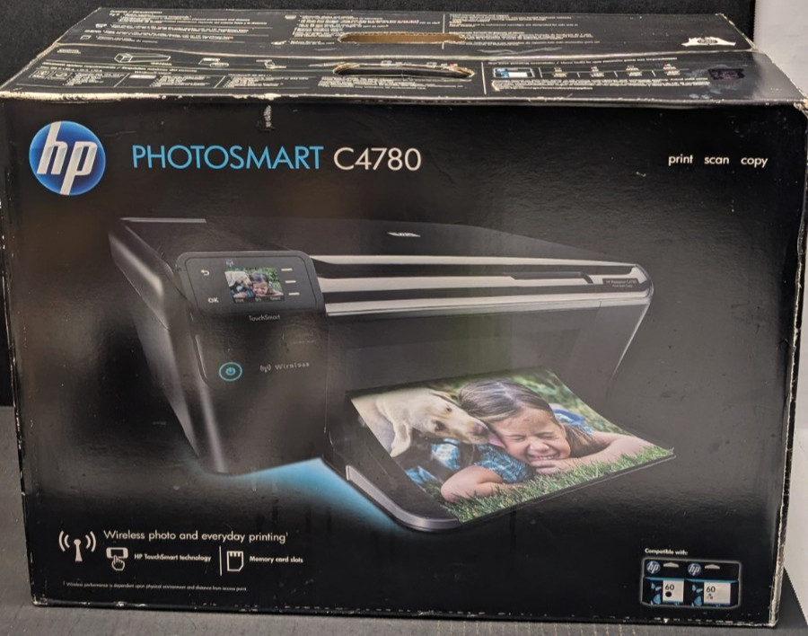 HP Photosmart C4780 All-in-One Print Inkjet Wireless Photo Printer New Sealed