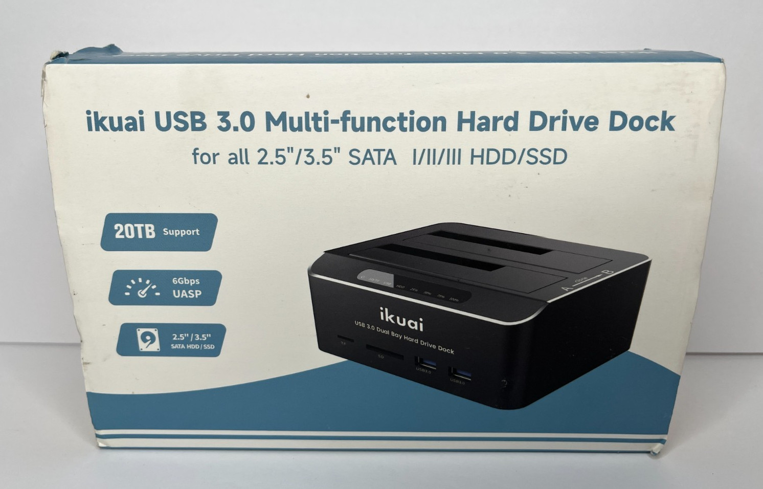ikuai USB 3.0 Multi-function Hard Drive Dock for all 2.5″/3.5″ SATA HDD/SSD
