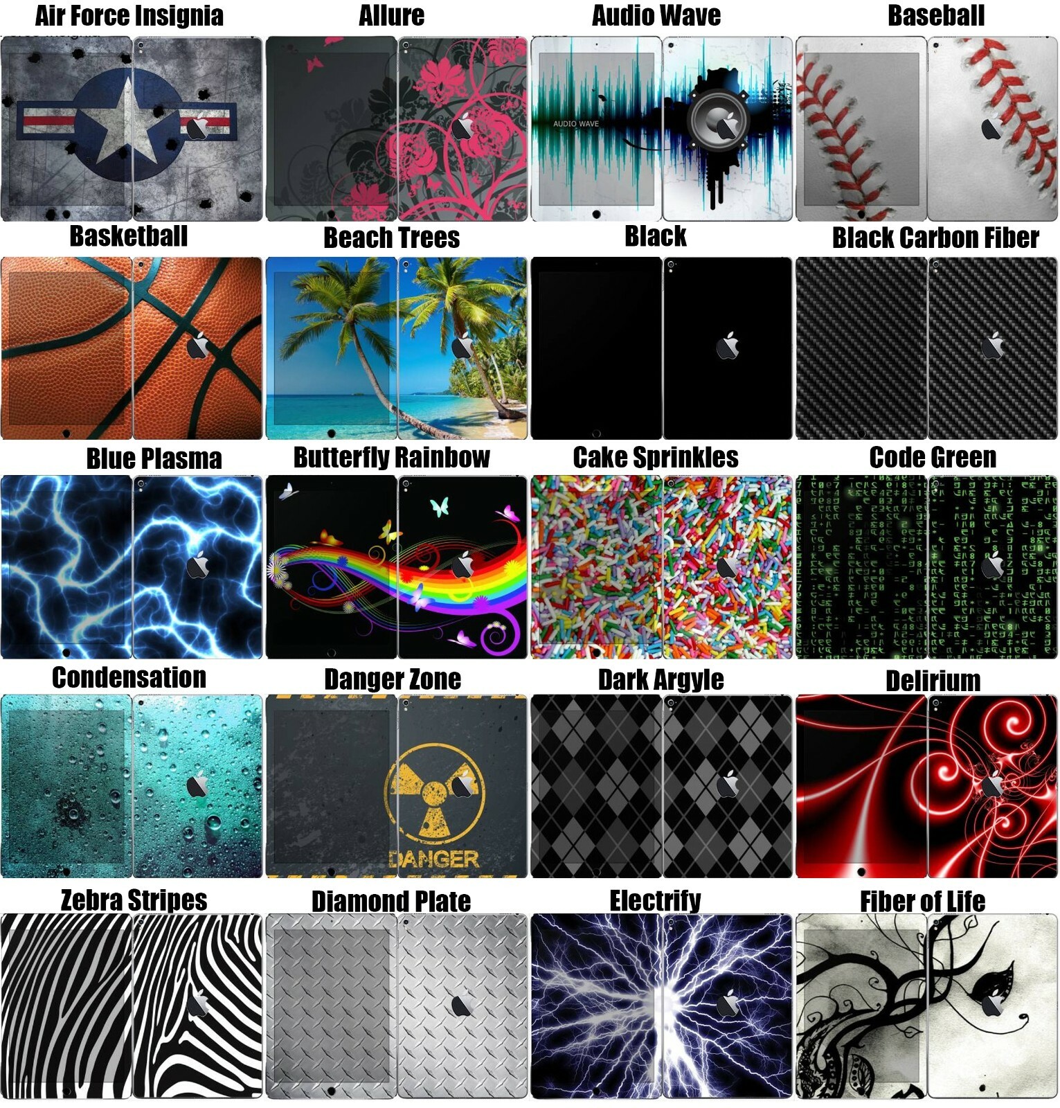 Choose Any 1 Vinyl Skin/Decal for Apple iPad Pro 9.7″ – 10.5″ – 11″