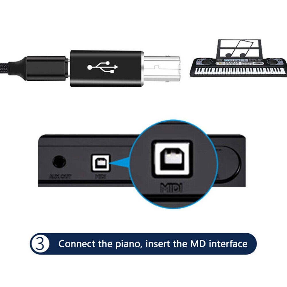 USB Type-C Female to USB B Male Adapter Straight For Scanner Printer Converter