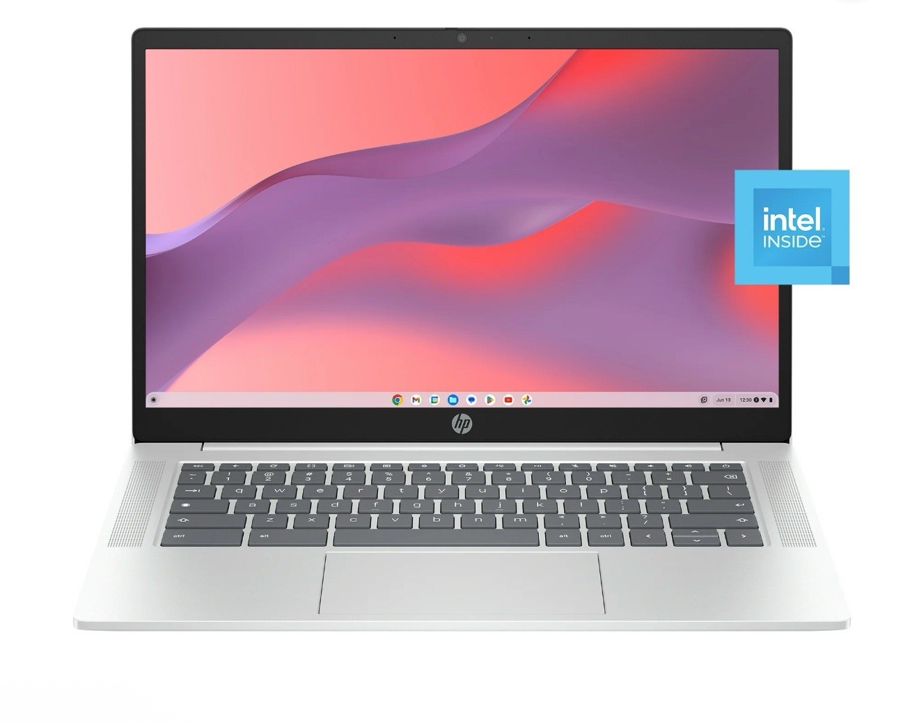 HP 14 in HD Chromebook Laptop Intel Processor N200 4GB RAM 128GB- Glacier Silver