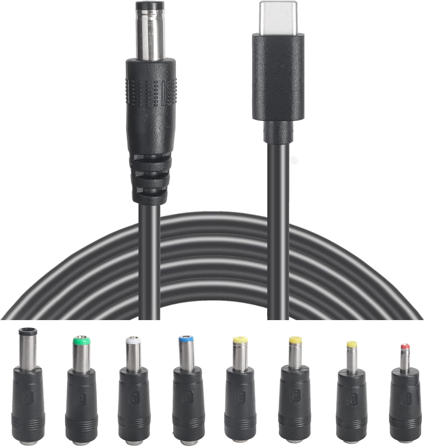 USB C to DC 5.5mm x 2.1mm Power Cable Cord, C Input 12V, Black