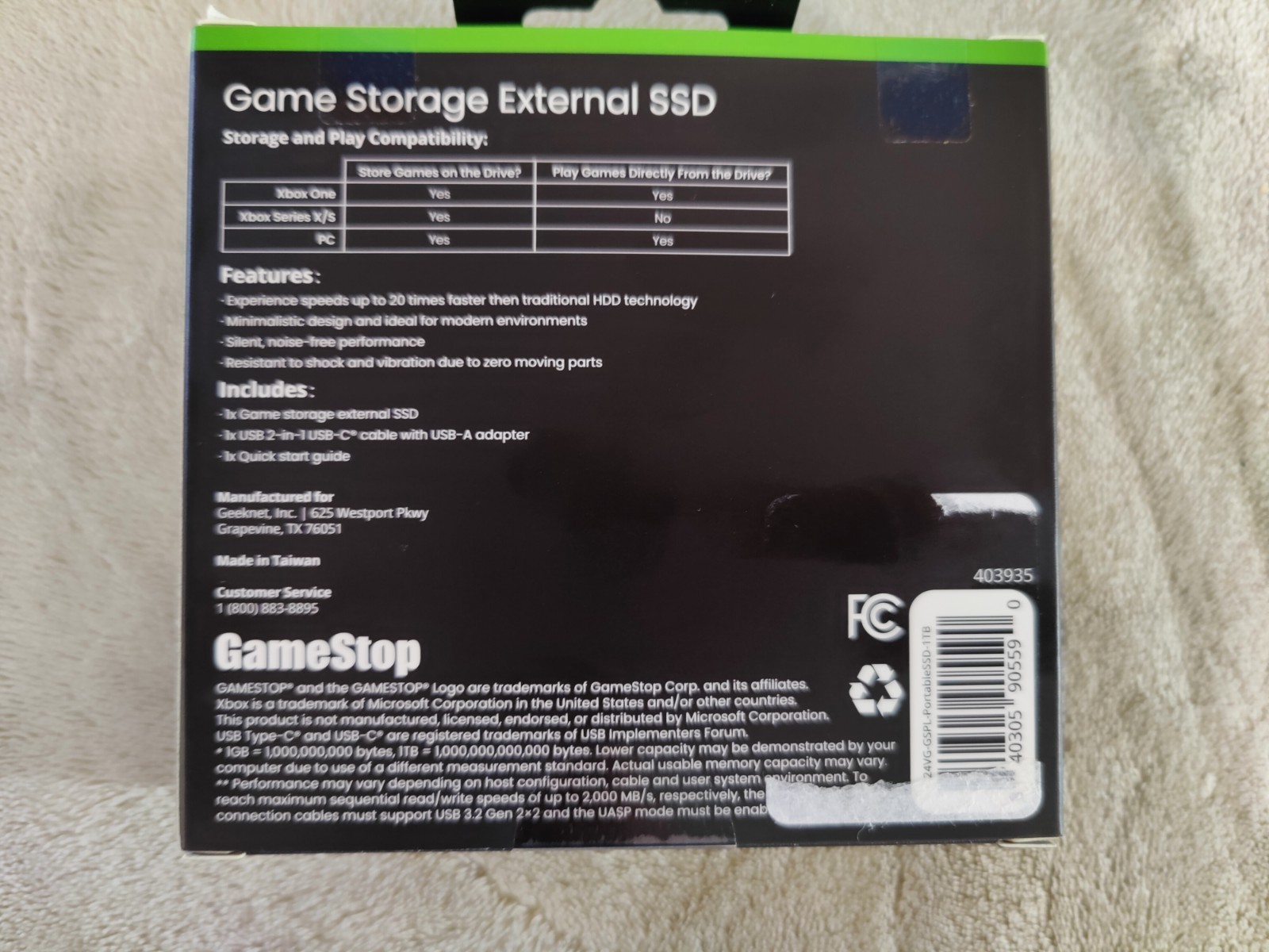 GameStop 1TB Game Storage USB-C External SSD – For Xbox/PC 2000MB/s