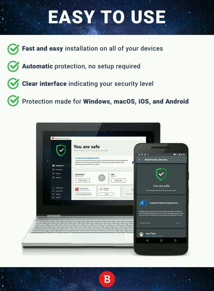 Bitdefender Total Security 2026 | 3 Years | 1-10 Devices | Windows Mac Android