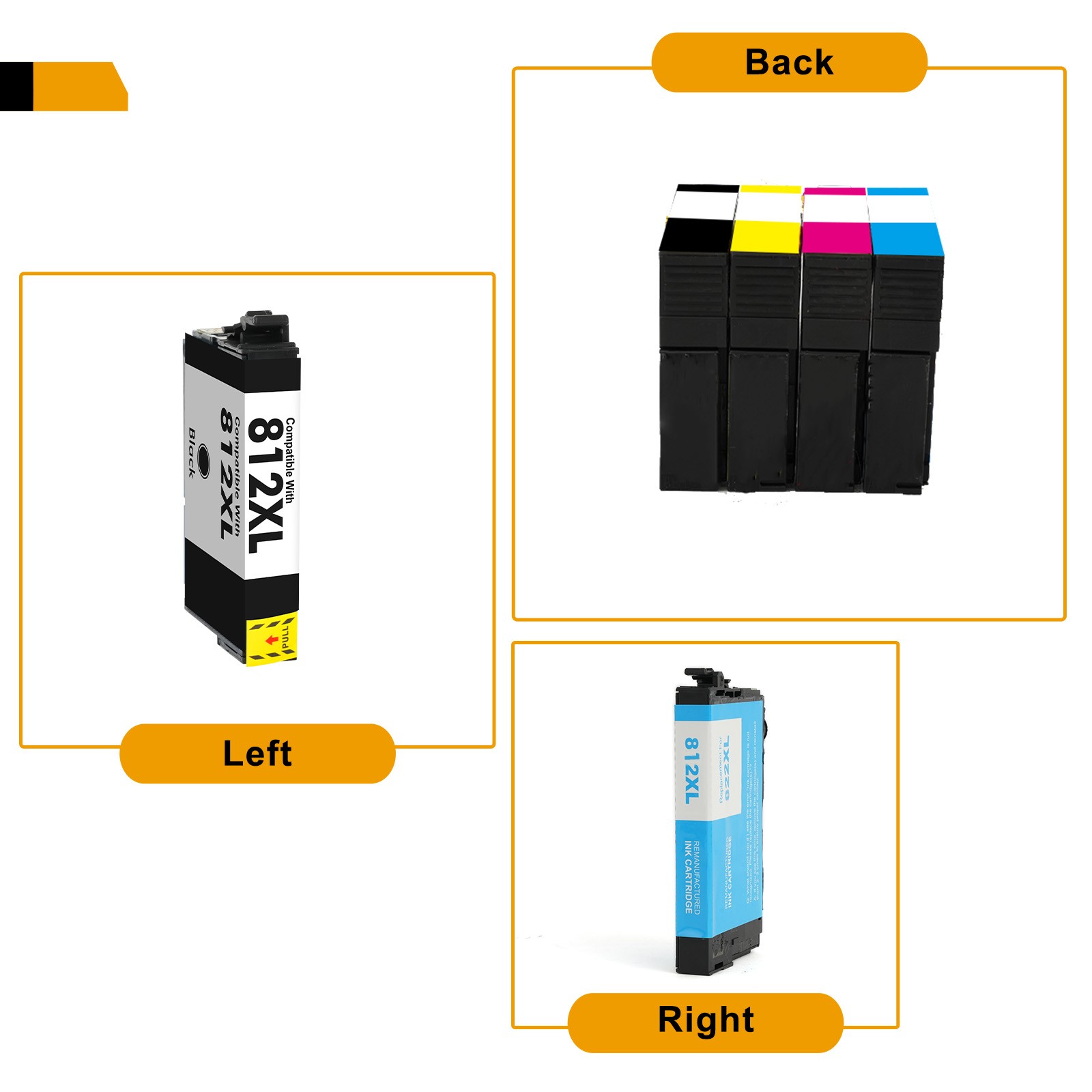 812XL Ink Cartridges For Epson 812 WorkForce WF-7840 WF-7820 WF-7310 EC-C7000