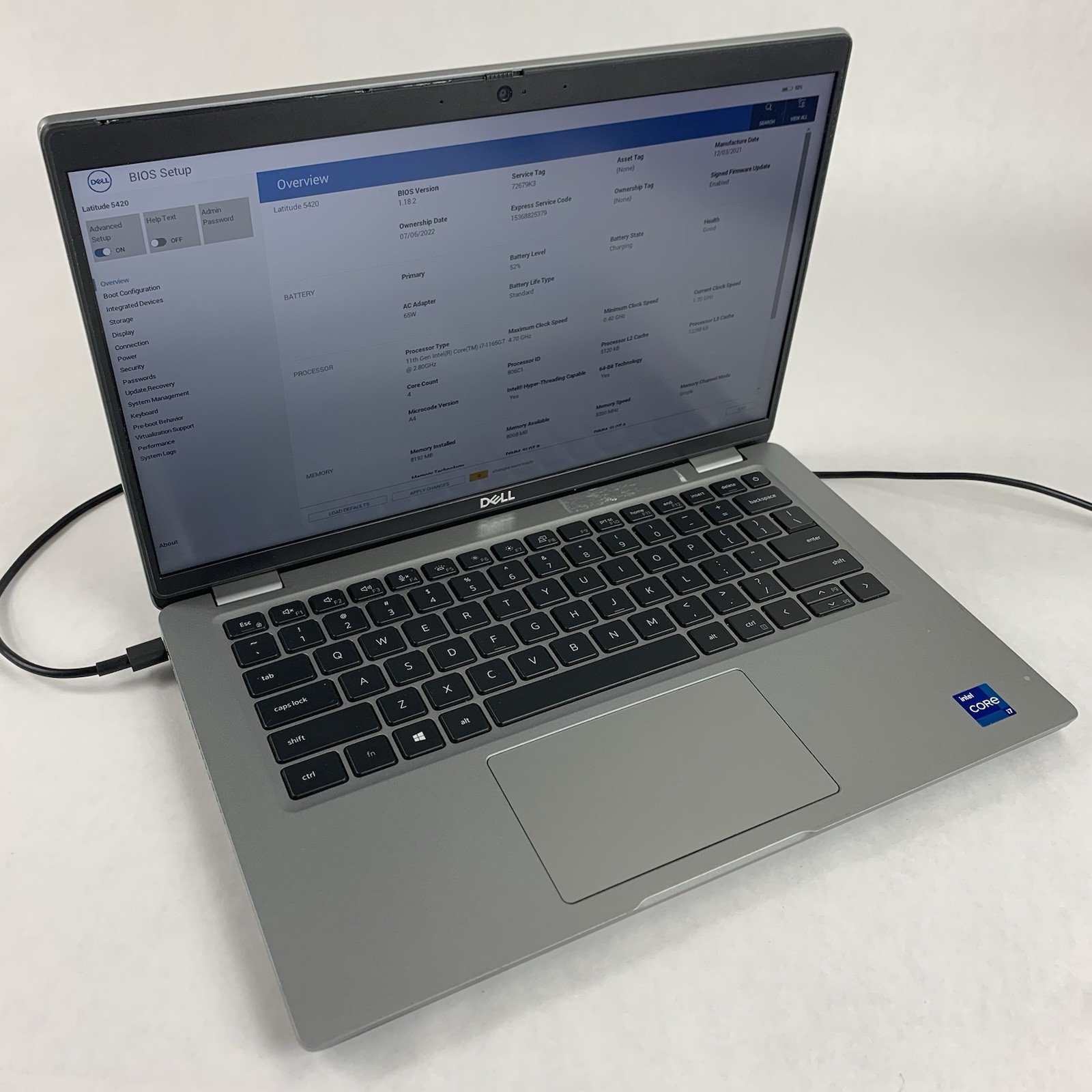 Dell Latitude 5420 14″ Laptop i7-1165G7 2.8 GHz 8 GB Ram No OS/SSD/AC Bezel Peel