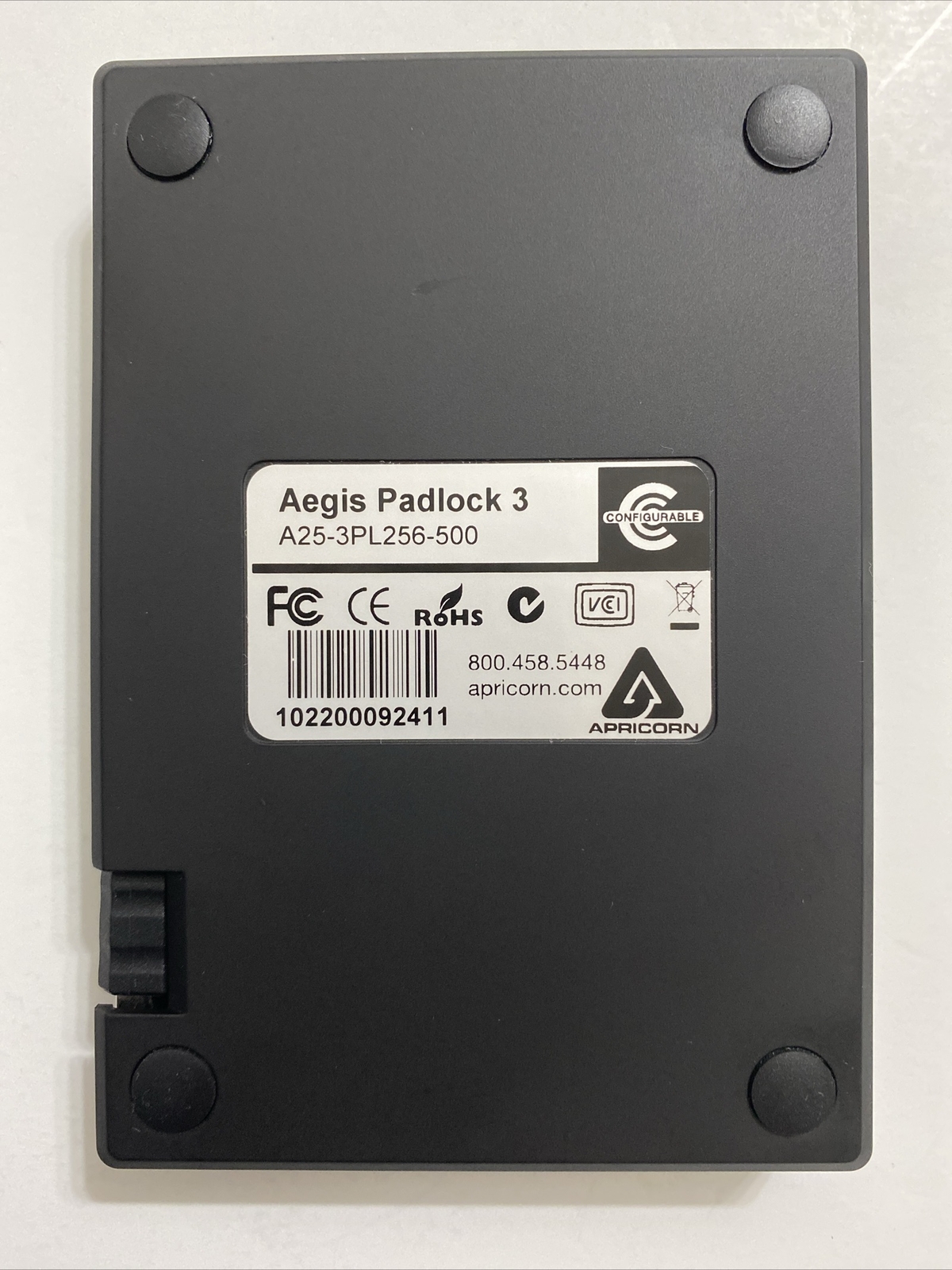 Apricorn Aegis Padlock USB3.0 256 AES Encryption 500GB Hard Drive A25-3PL256-500