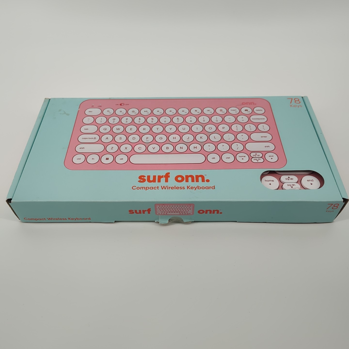 SURF ONN Compact Wireless Keyboard USB Plug & Play Retro Style 78 Keys Pink NEW