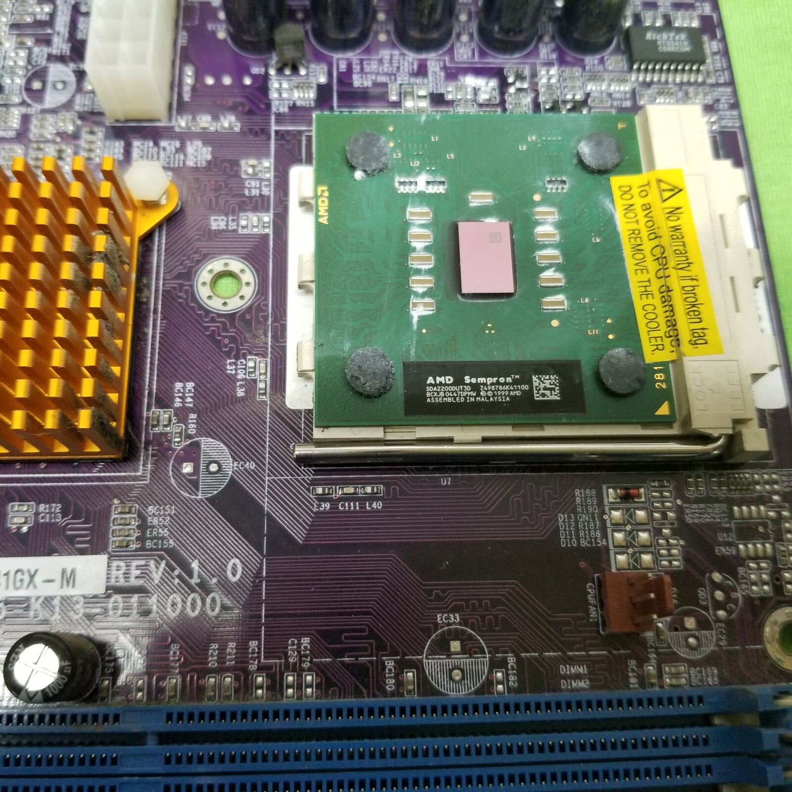 ECS 741GX-M REV: 1.0A SOCKET 462 MOTHERBOARD WITH SEMPRON 2200+ & Backplate