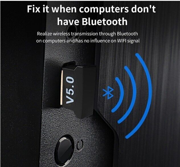 USB Bluetooth 5.0 Wireless Stereo Audio Music Adapter Dongle Receiver For TV PC
