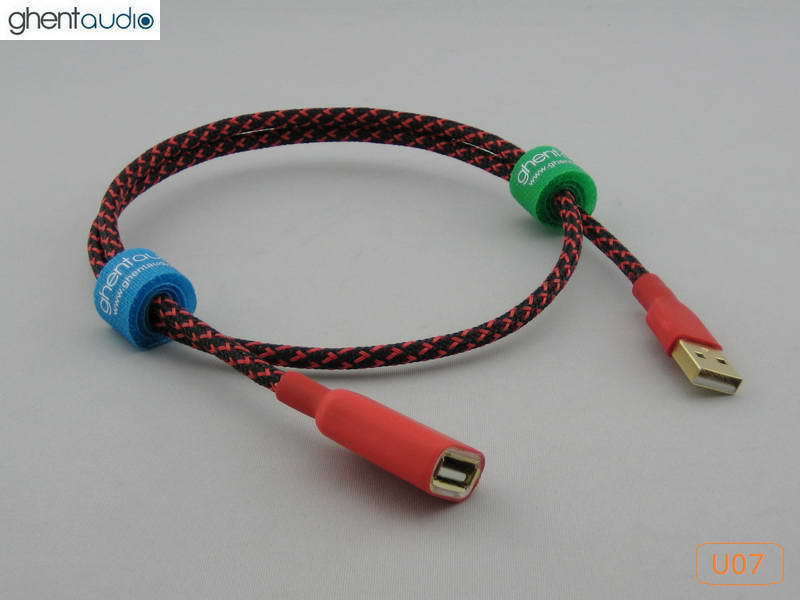 U07(0.5m 1.5ft)—USB A (male to female) Silver-Plated Star Quad OFC Audio Cable