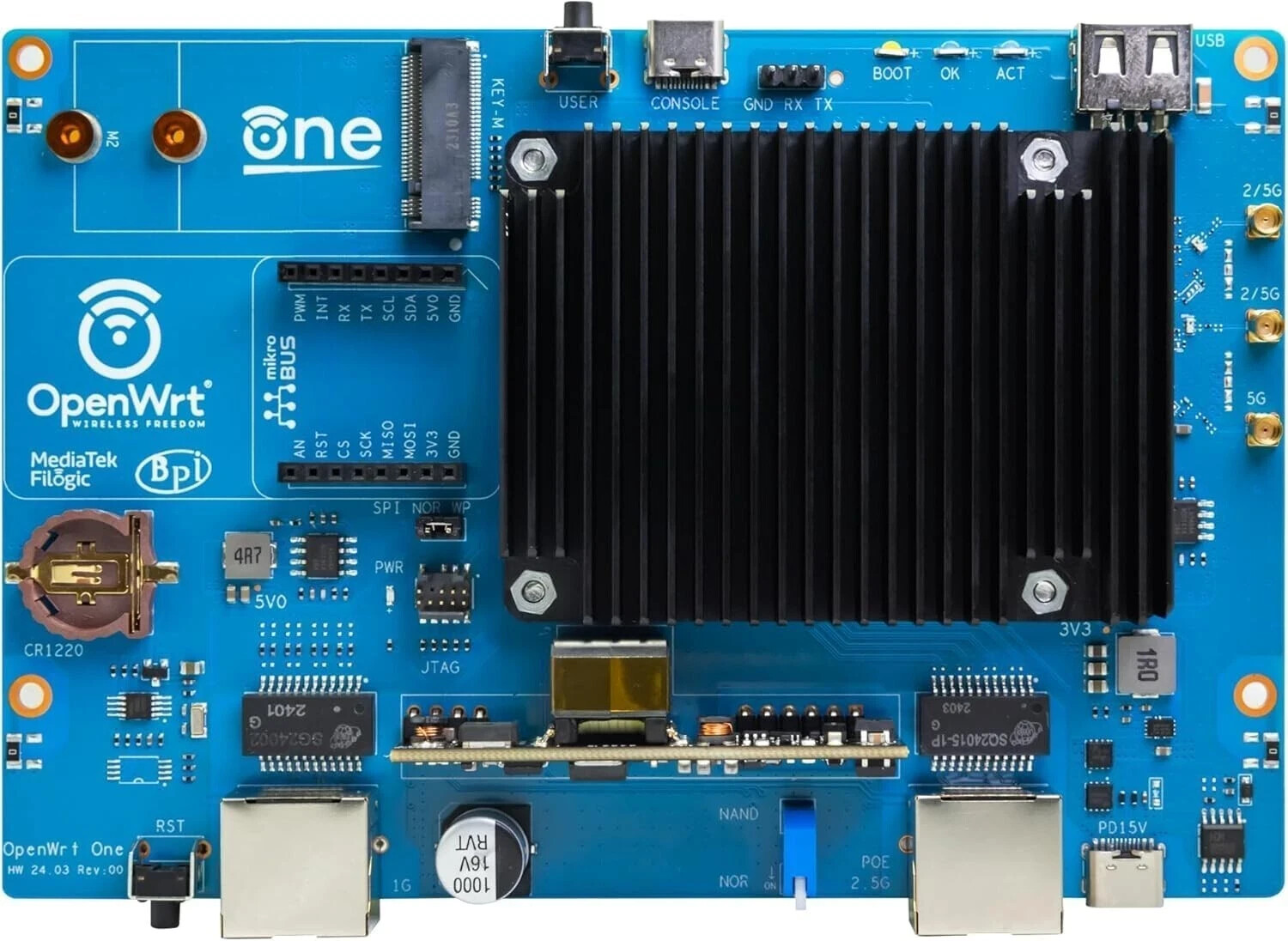 Banana Pi OpenWrt One – WiFi 6 Official OpenWrt Router Mainline Support,MediaTek