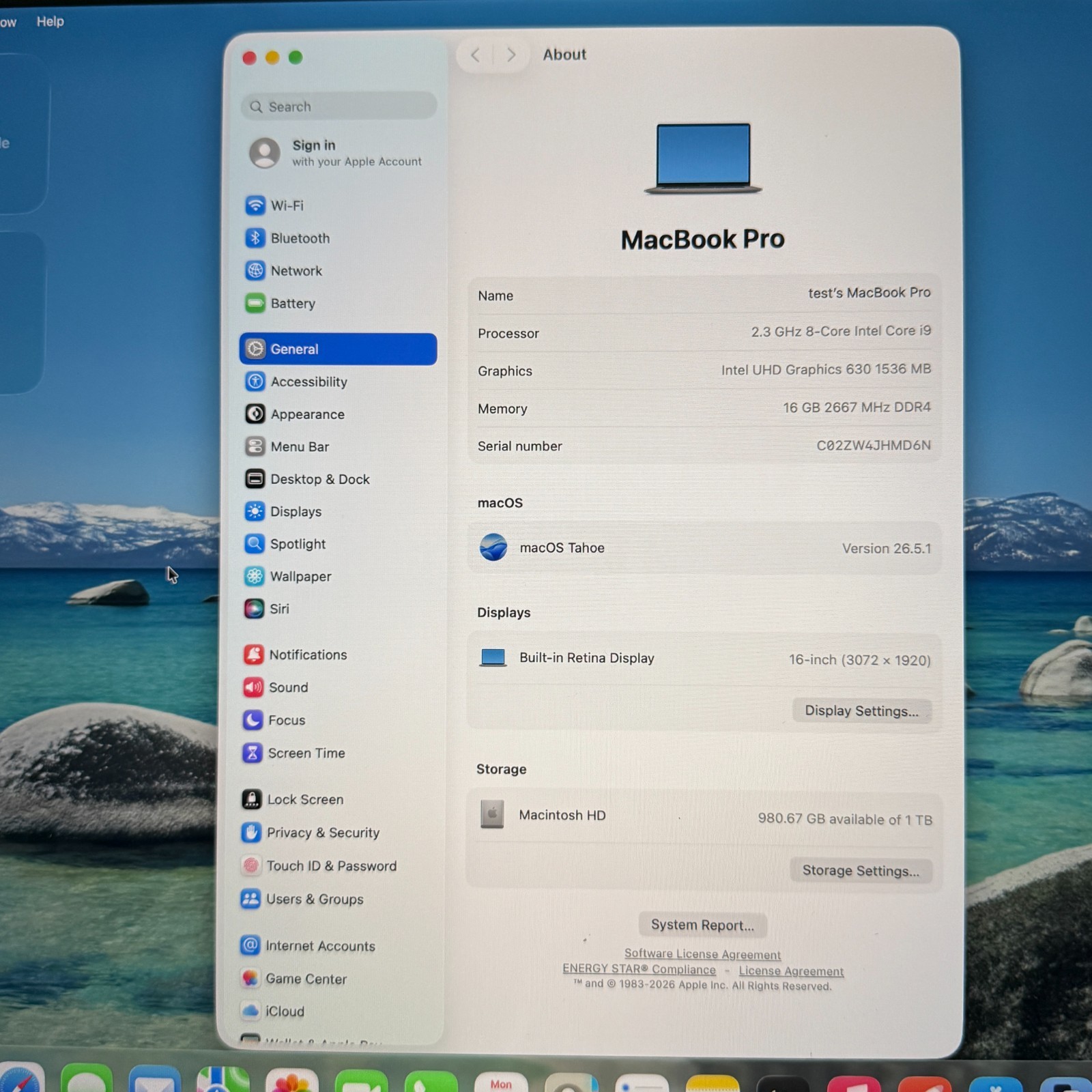 Apple MacBook Pro A2141 16″ i9 2.3GHz 16GB RAM 1TB SSD Radeon Pro 5500M Fair