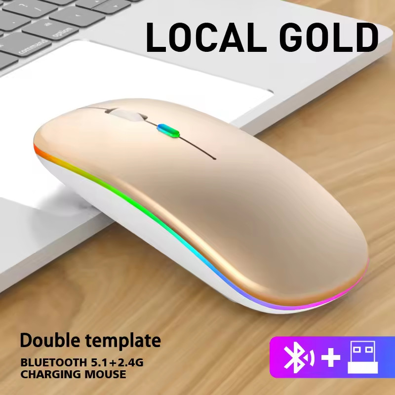 Rechargeable Wireless Mouse Bluetooth 2.4G RGB Silent Ergonomic for PC