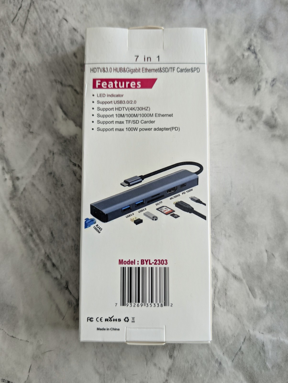 7-in-1 USB-C Hub Adapter | 4K HDMI | Gigabit Ethernet | 100W PD | USB 3.0 | NEW