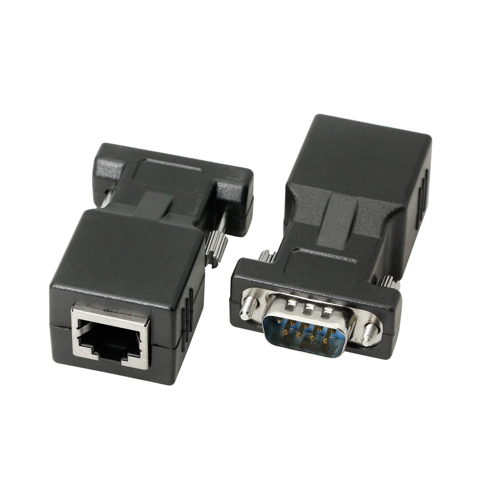 DB9 RS232 to RJ45 Extender, DB9 9-Pin Serial Port Female&Male to RJ45 CAT5 CA…