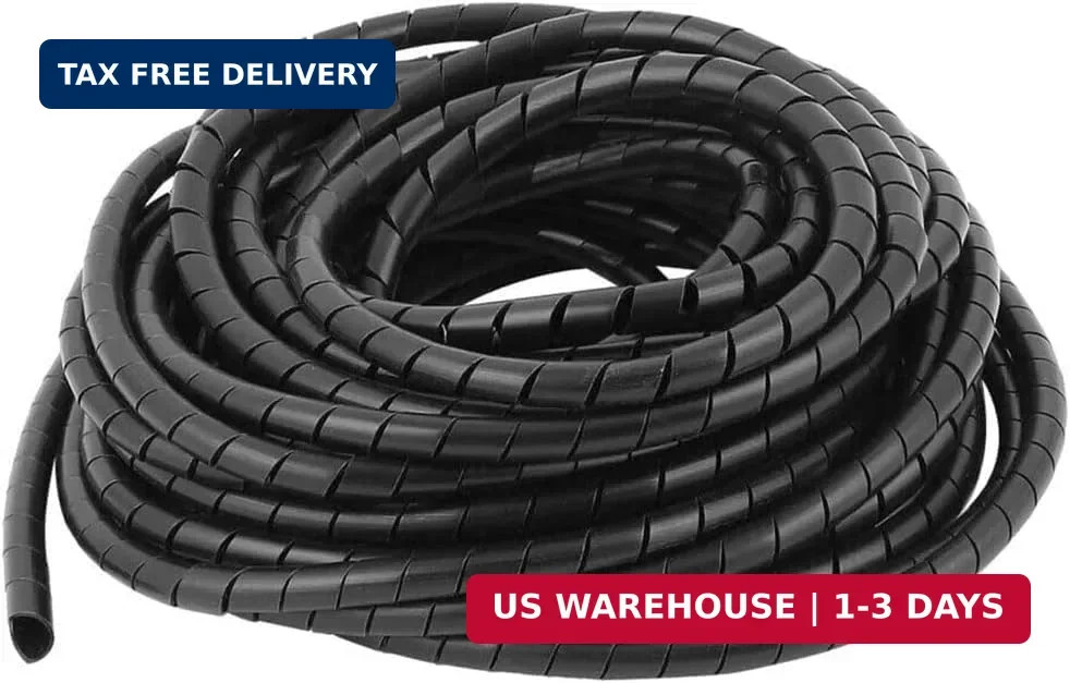 Spiral Cable Wrap Sleeve 1″(25mm) x 5 Ft Cord Organizer for Computer Wires, Elec