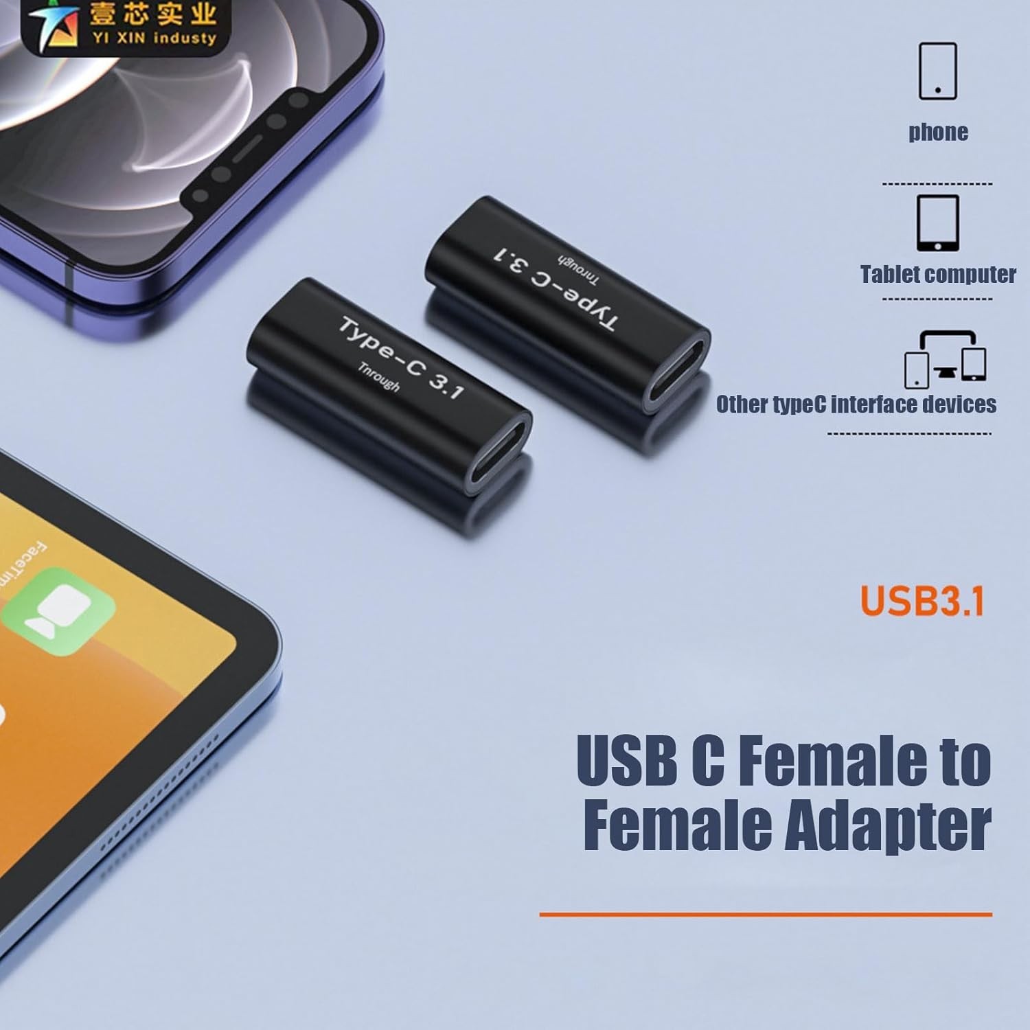 5 Pack USB C Female to Female Adapter.Usbc Extender.Usbc Coupler Supports up to