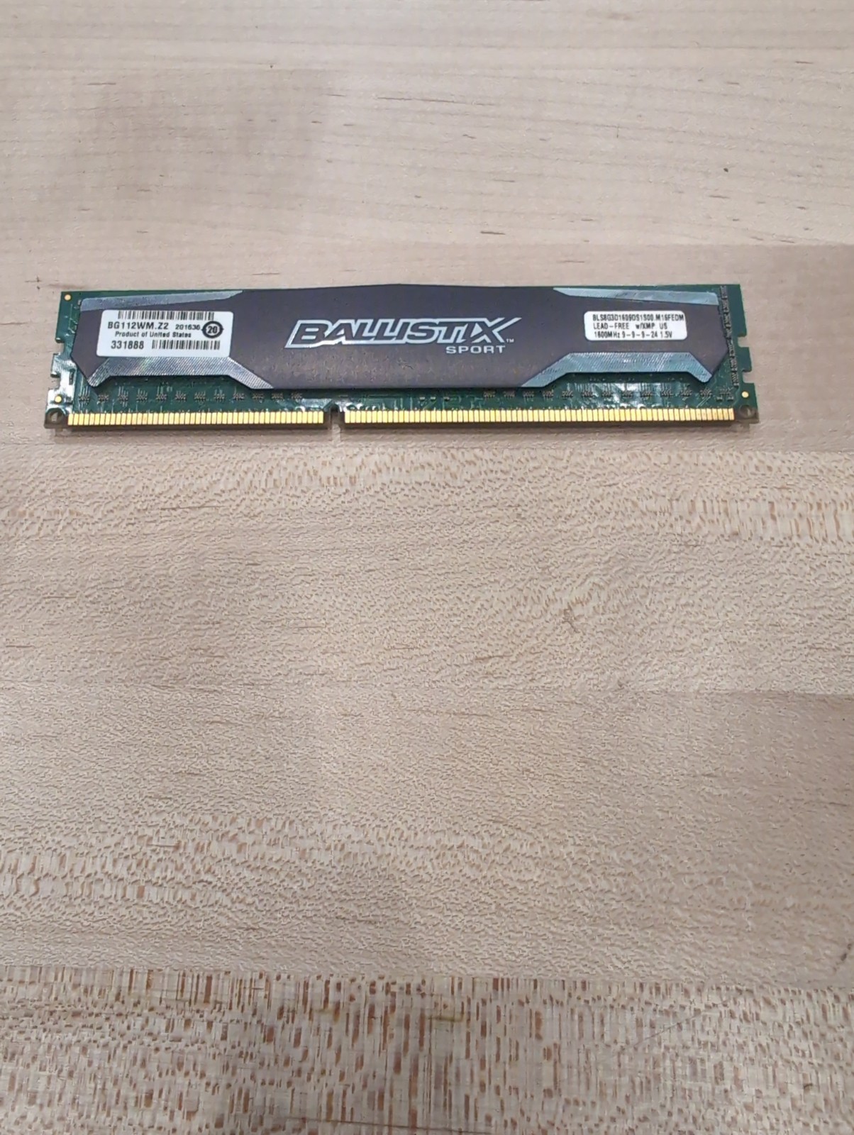TESTED WORKING Crucial Ballistix Sport 8GB DDR3 1600 MHz 1.5V BLS8G3D1609DS1S00