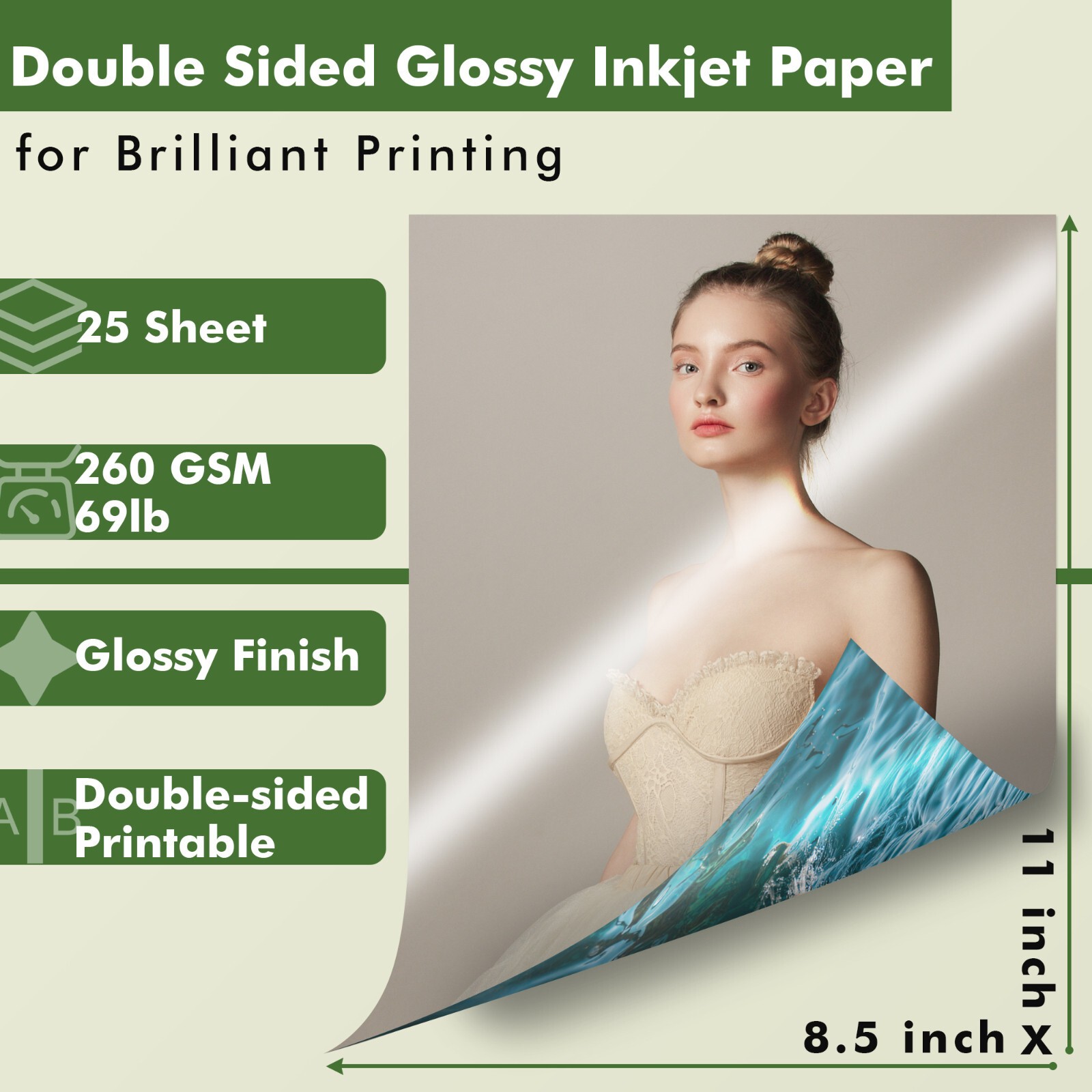 Lot 50-300 Double Sided Glossy Photo Printer Paper 8.5×11 32lb Brochure Inkjet