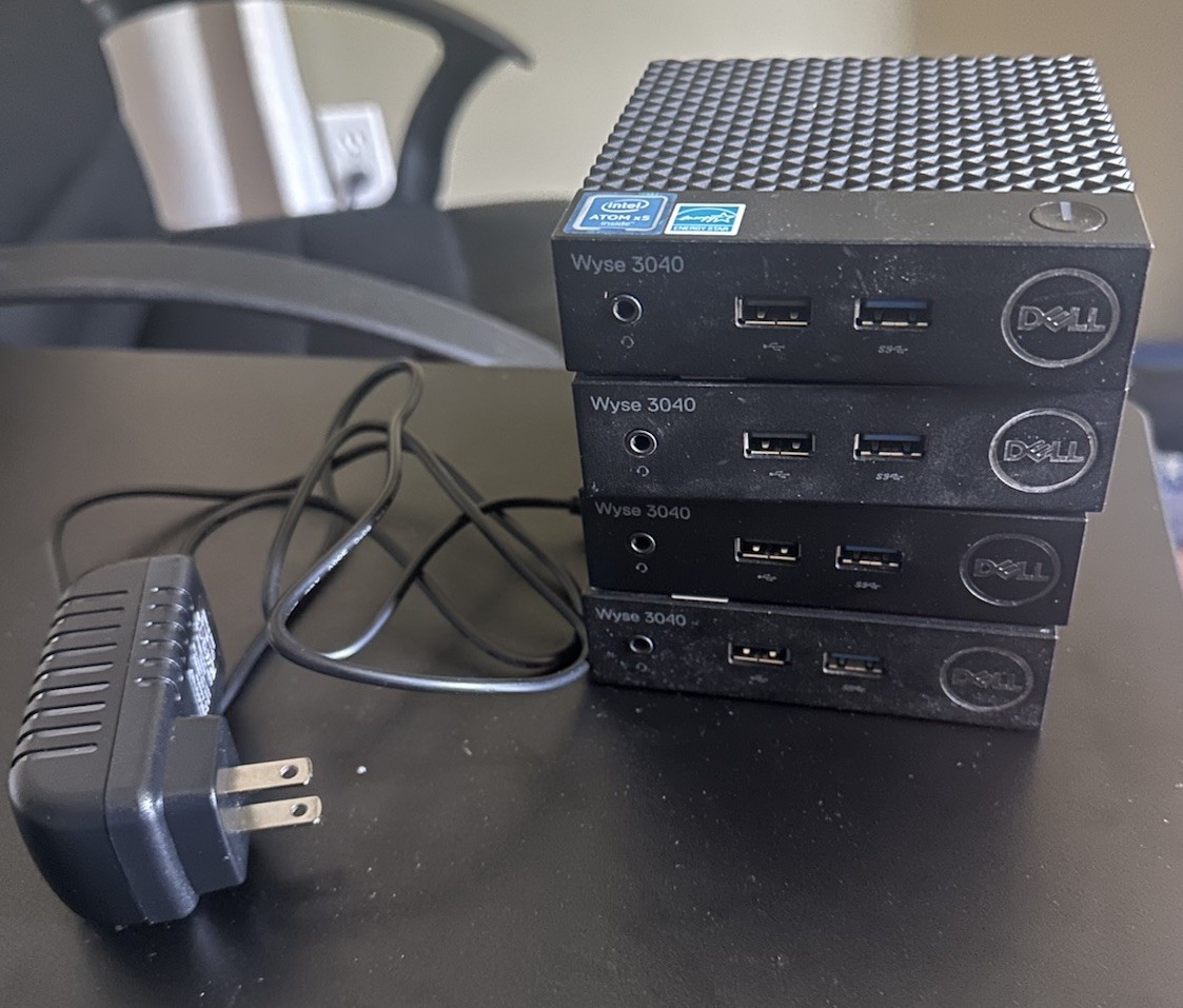 Dell Wyse 3040 Thin Client (4) with Power Adapter (1) — No OS