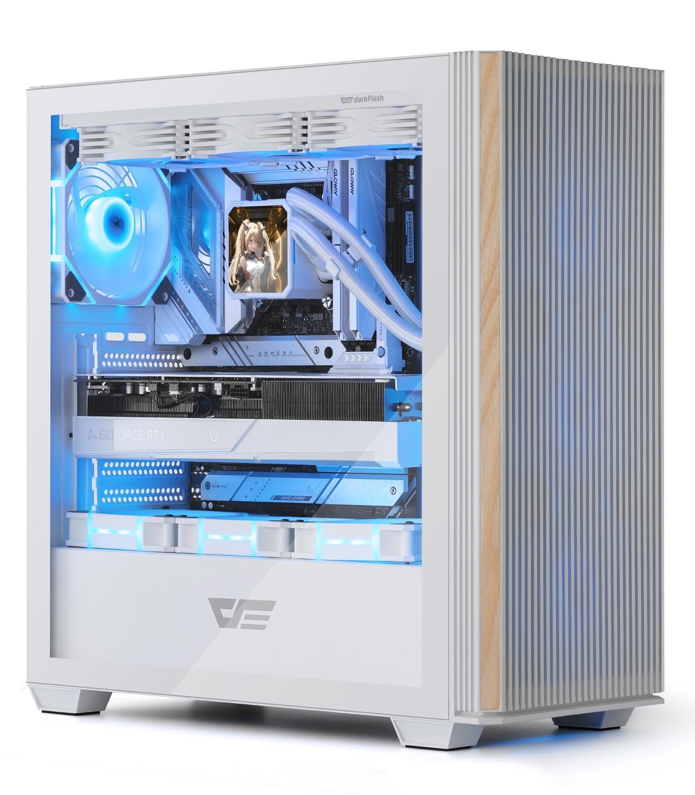 darkFlash DS900WS(2025) ATX PC Case, Genuine Walnut Wood, High Airflow, Pre-I…