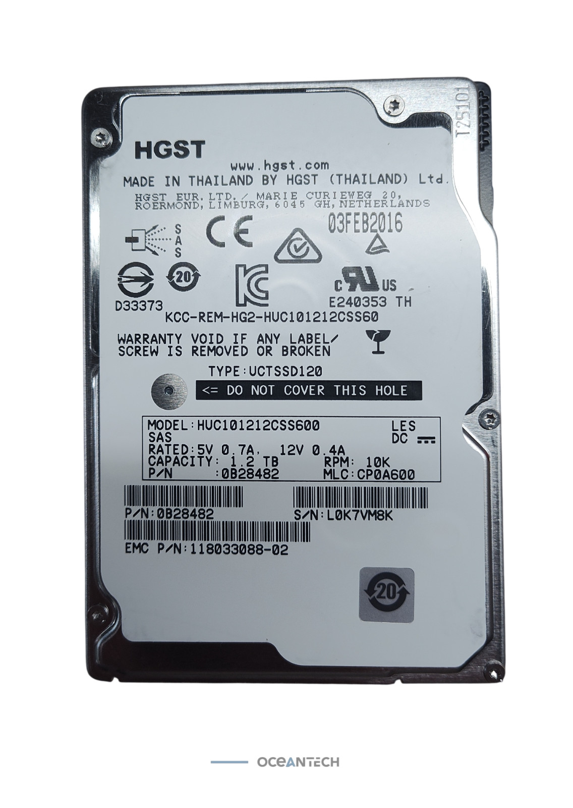 HGST HUC101212CSS600 0B28482 Hard Drive 118033088-02 1.2TB 10K SAS 2.5″ HDD
