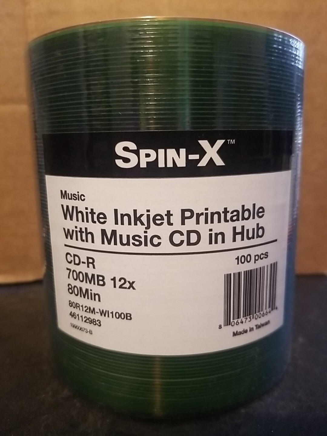 100-PK Spin-X Digital Audio CD-R DA Music White Inkjet Printable Blank Disc
