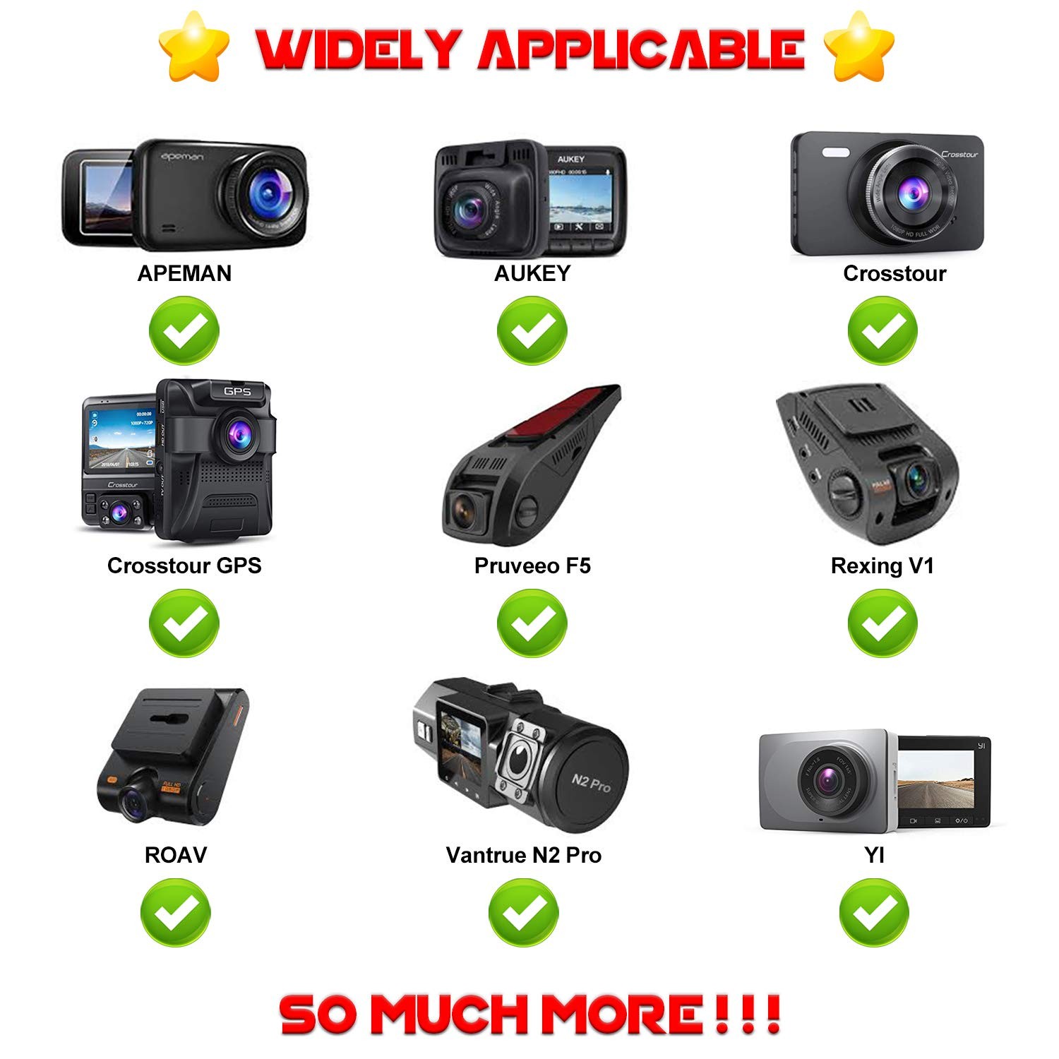 Universal Dash Cam Mount Rear View Mirror Holder with 16 Different Joints